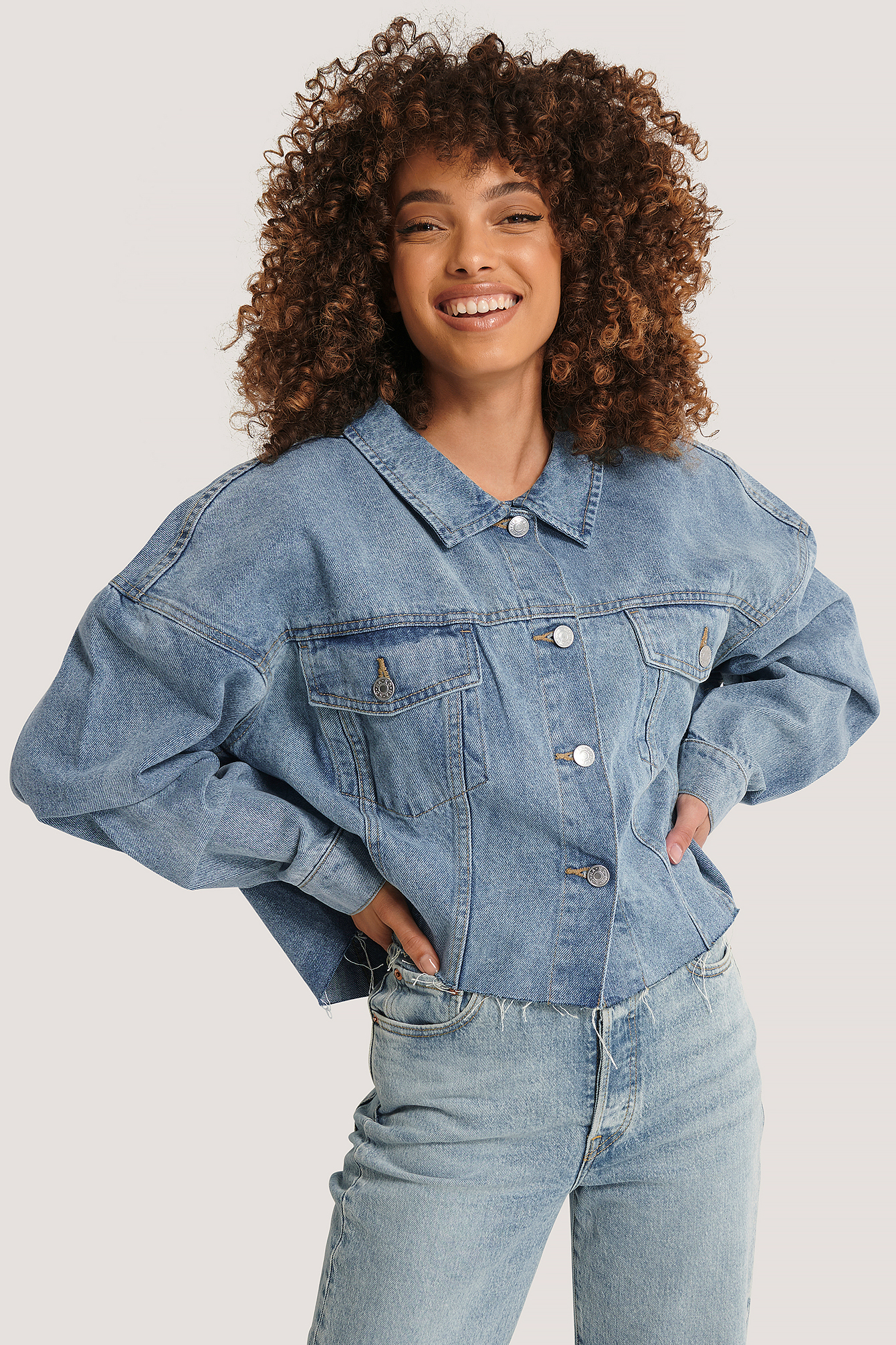 cropped denim jacket light blue
