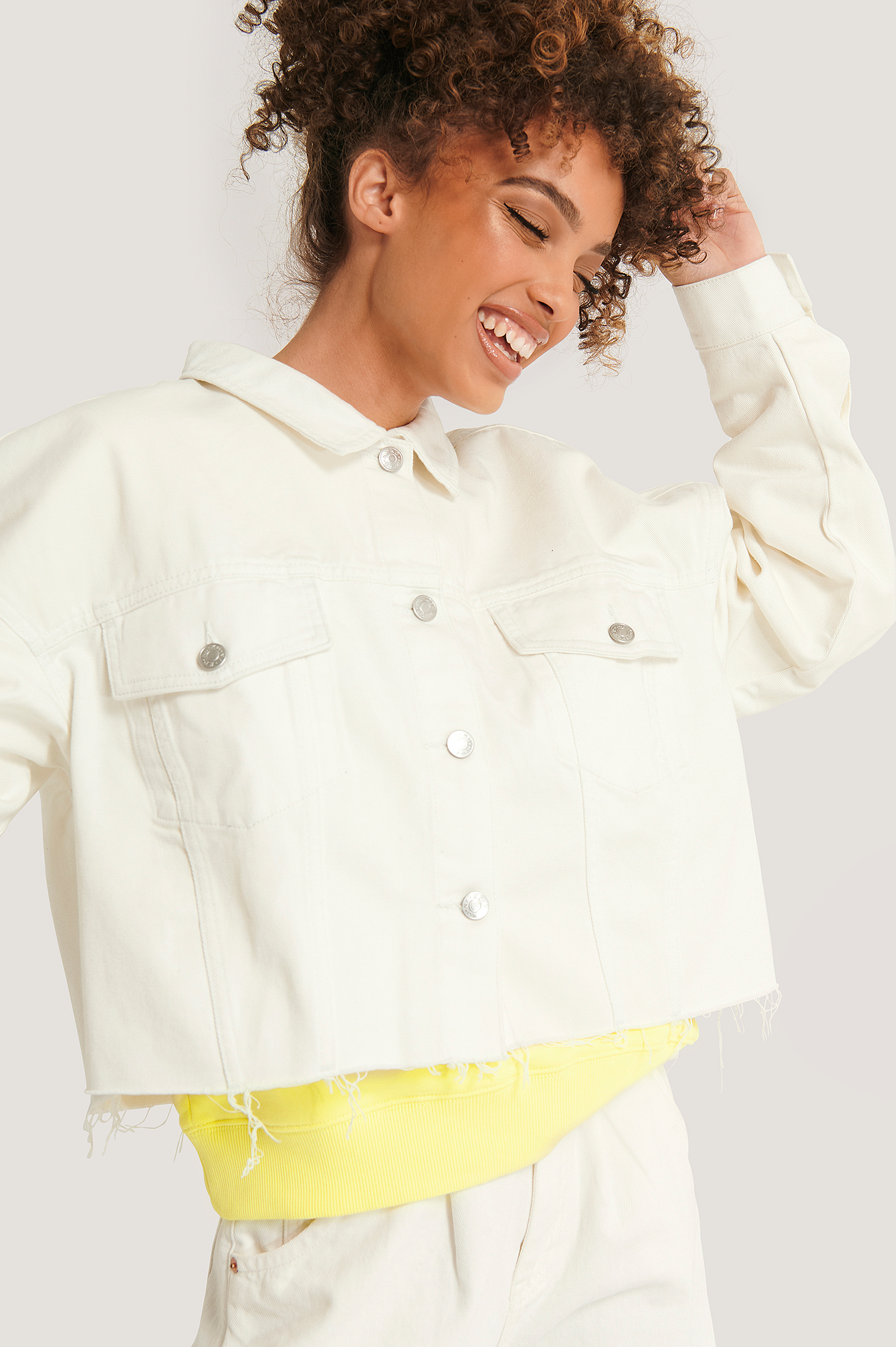 oversized white denim jacket