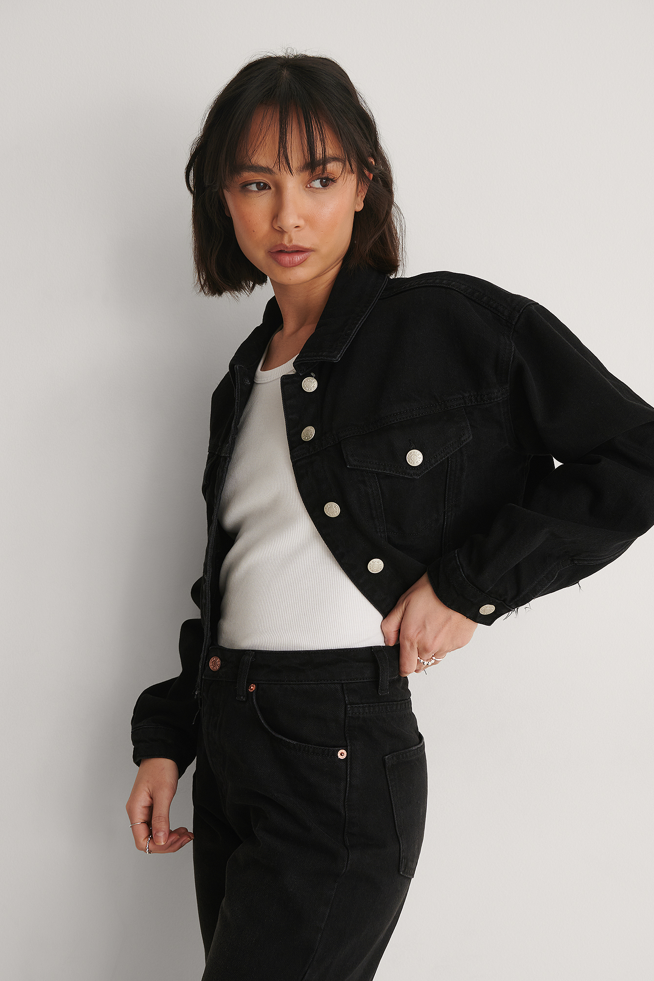 black cropped jacket denim