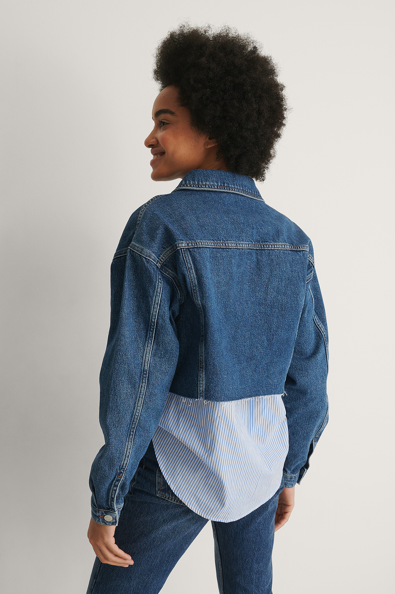 cropped batwing denim jacket