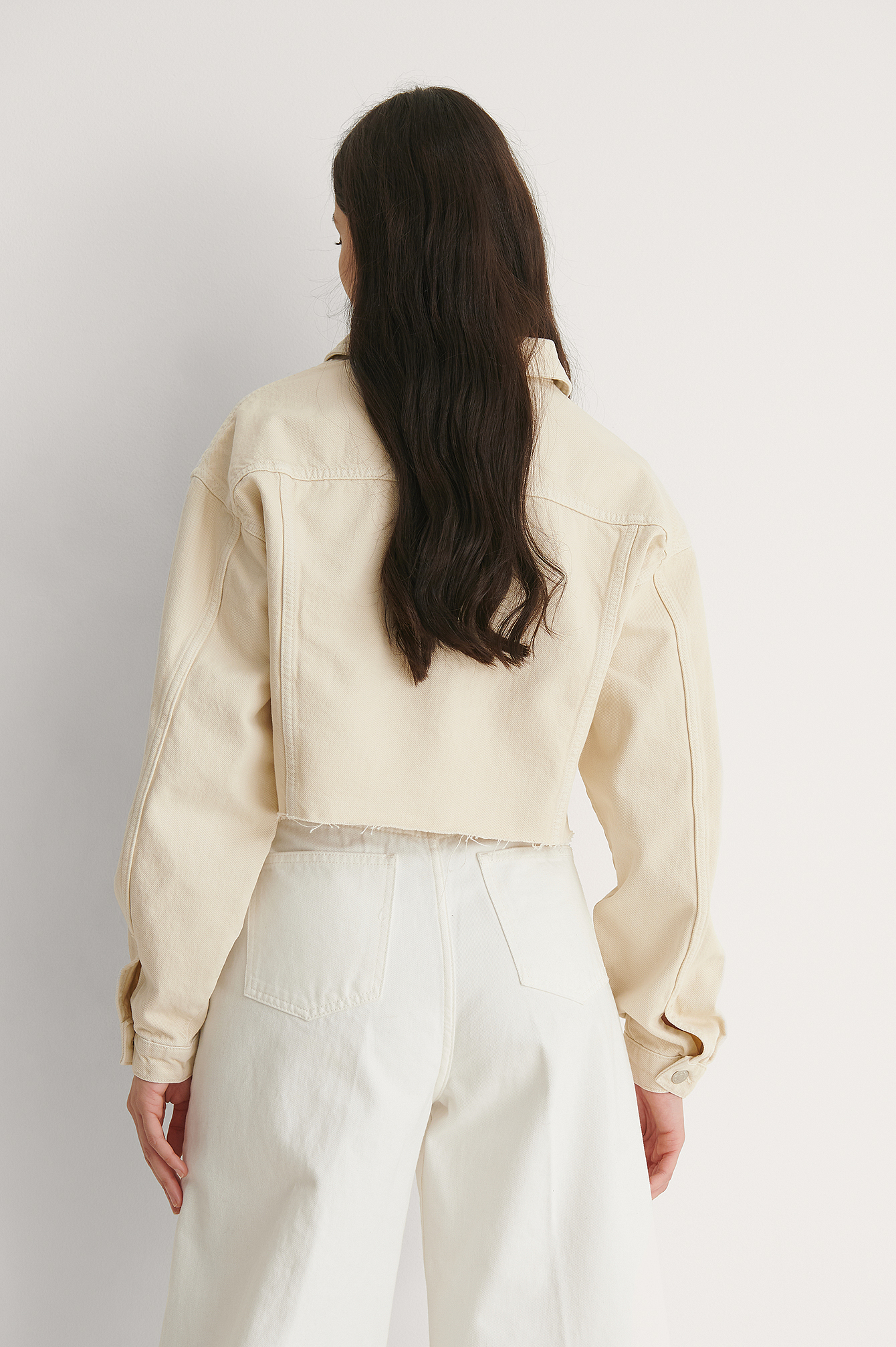 cropped cream denim jacket