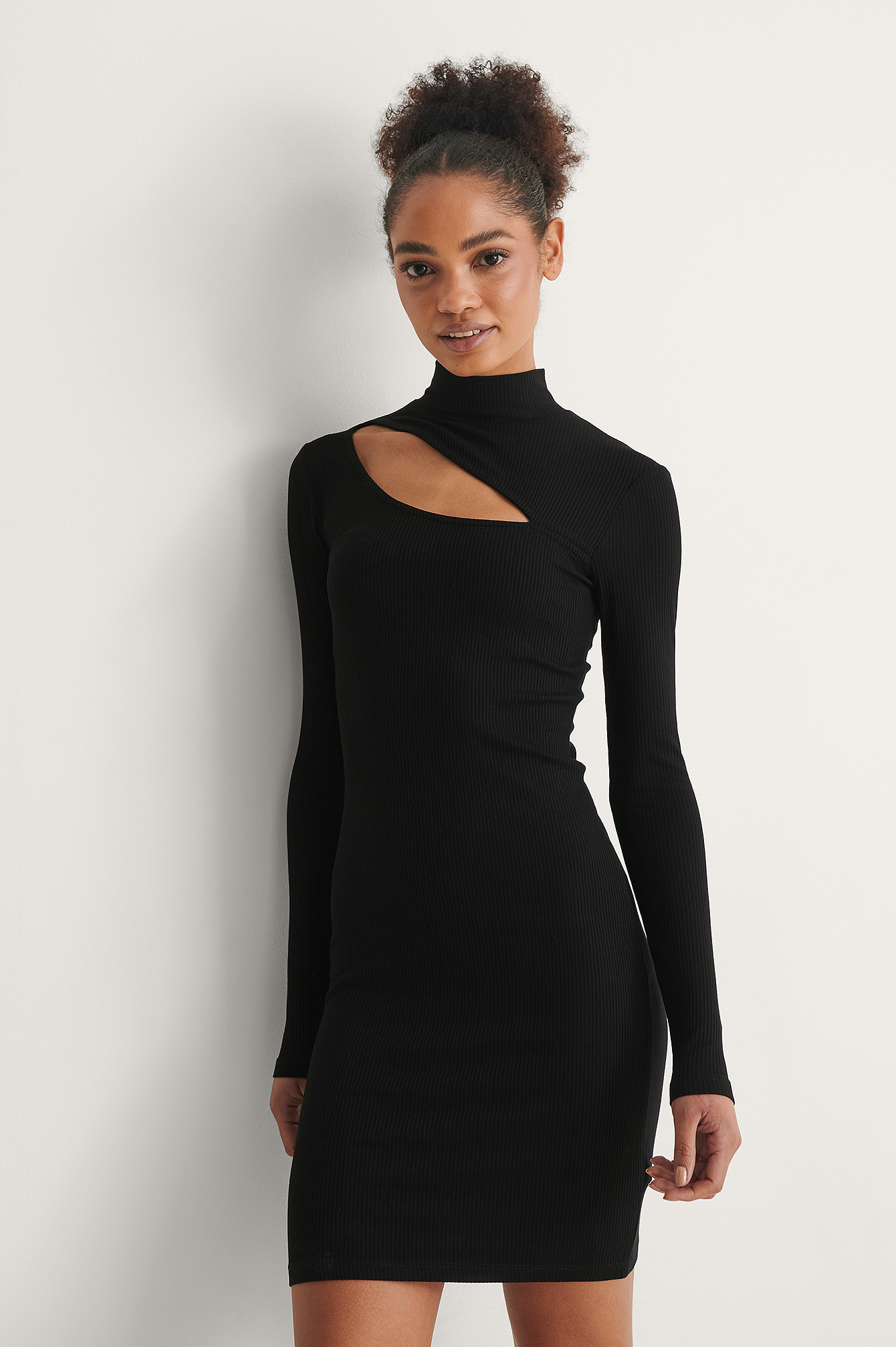rib cut out dress