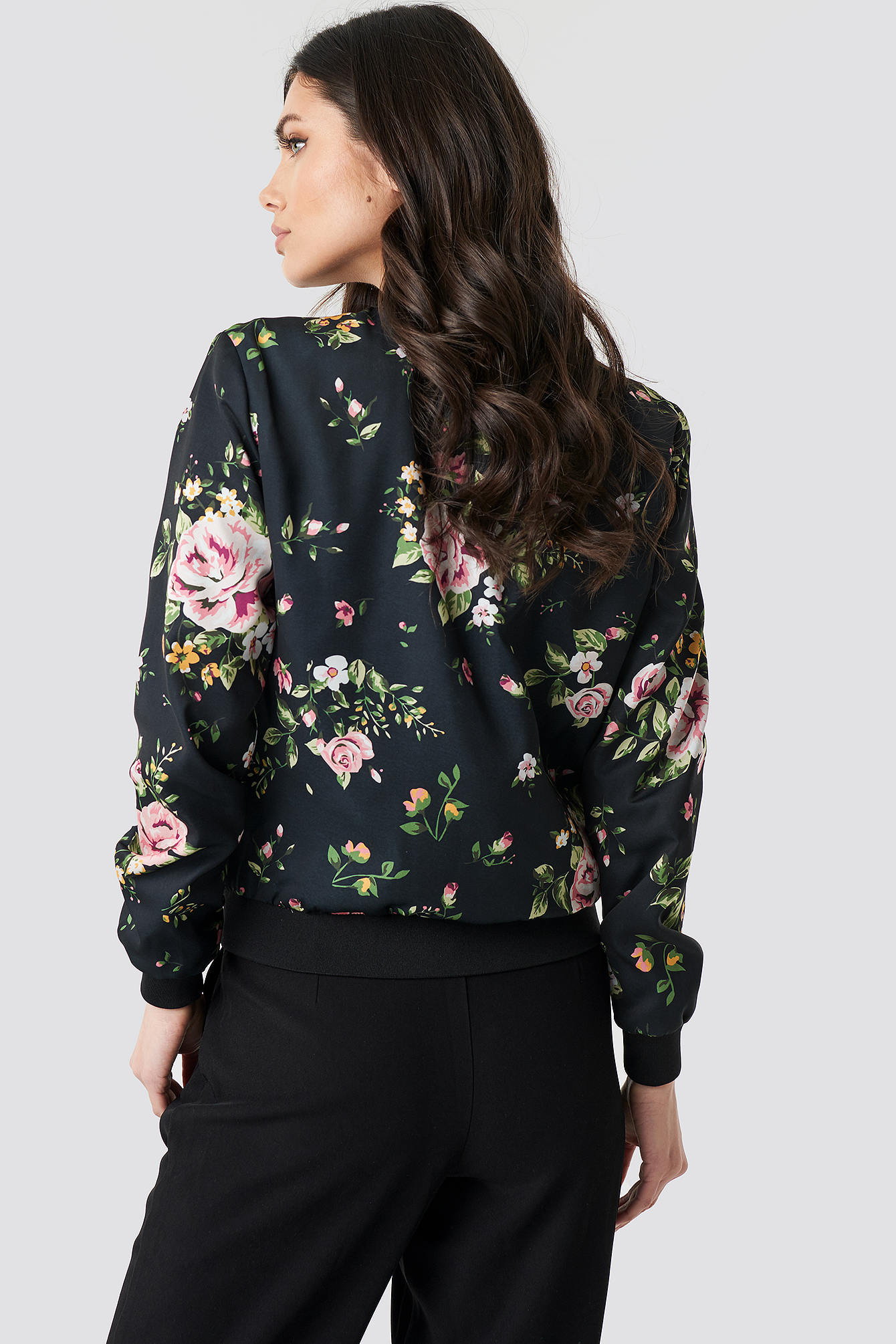 black floral bomber