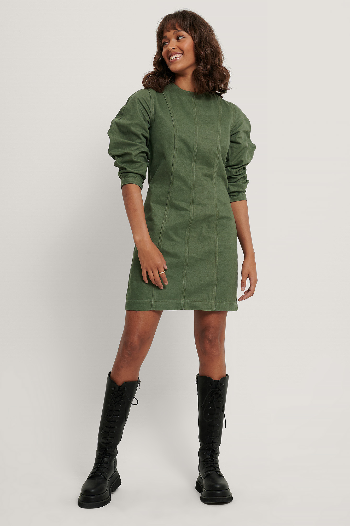 olive green denim dress