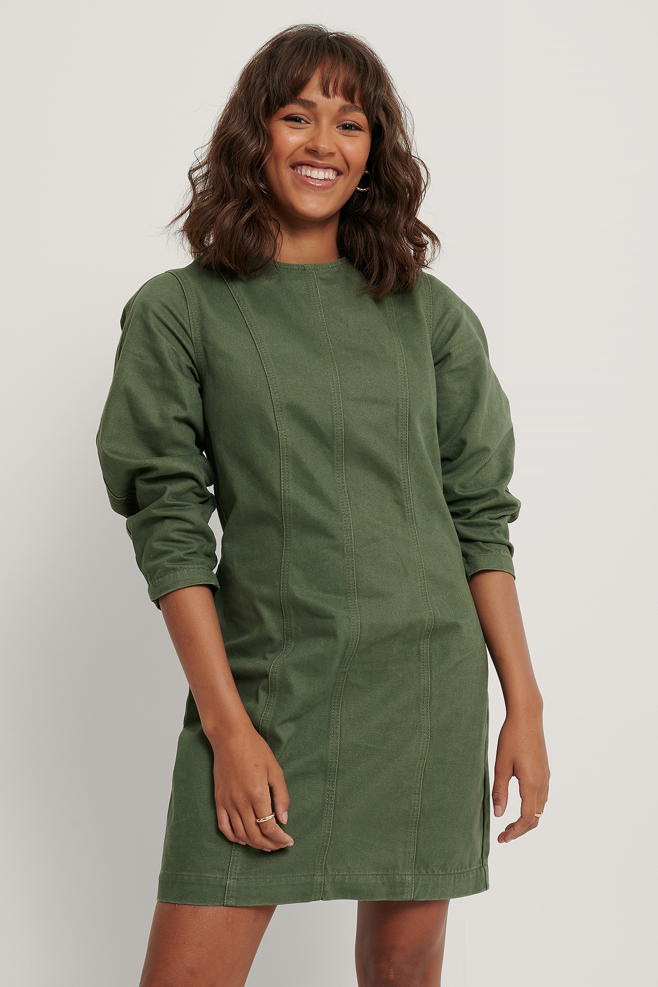 olive green denim dress
