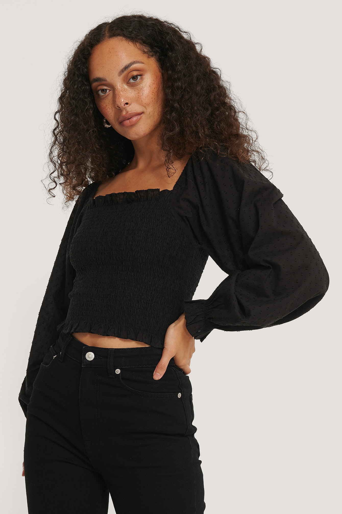 Black smock blouse Clearance