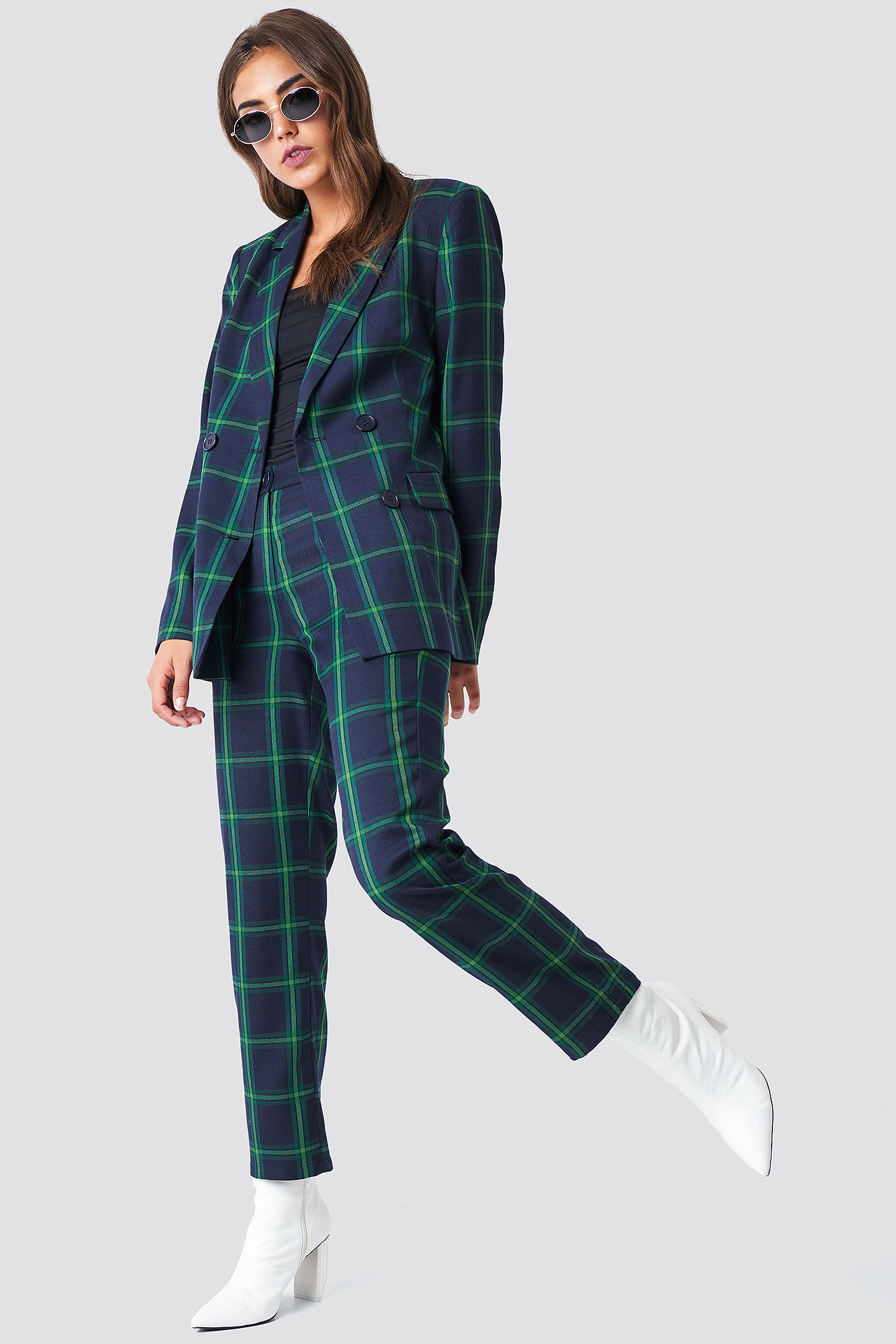 green checkered blazer