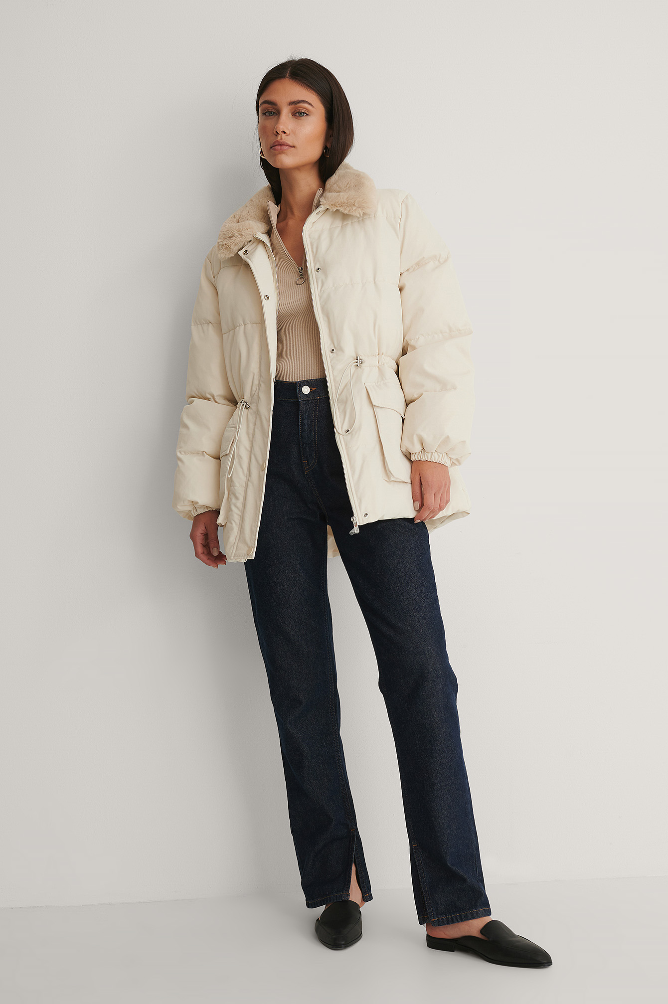 cream fluffy jacket