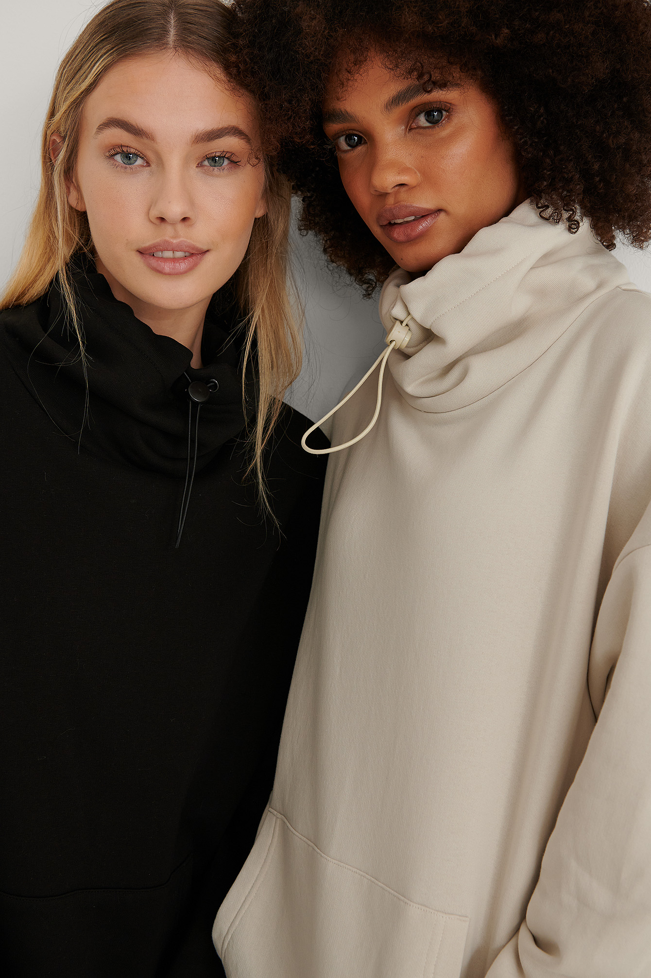 drawstring neck sweatshirt