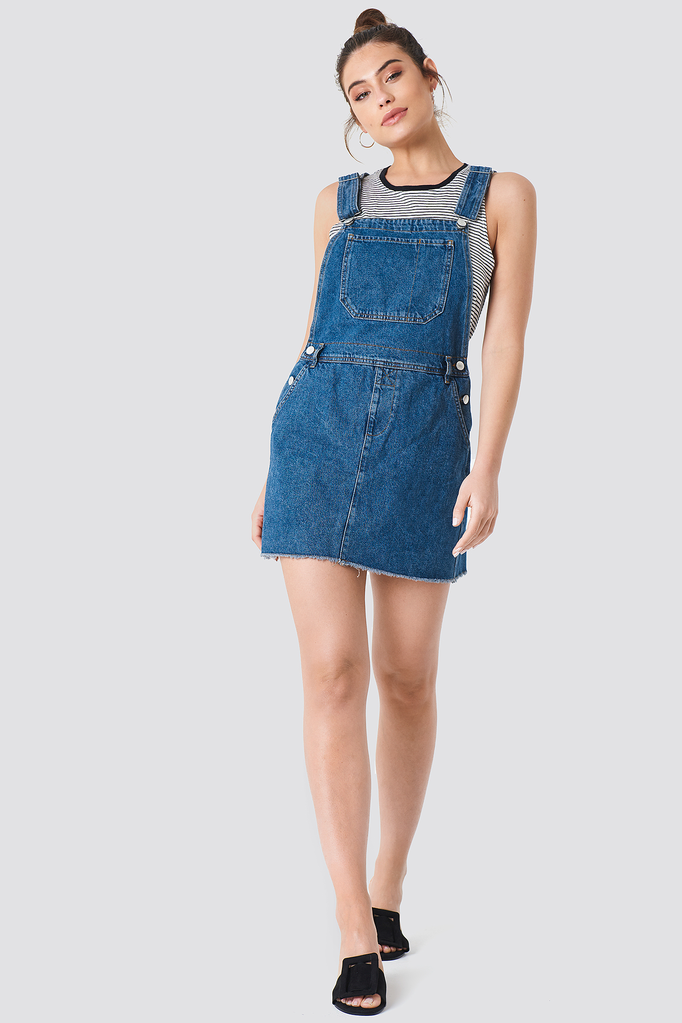 dark blue dungaree dress
