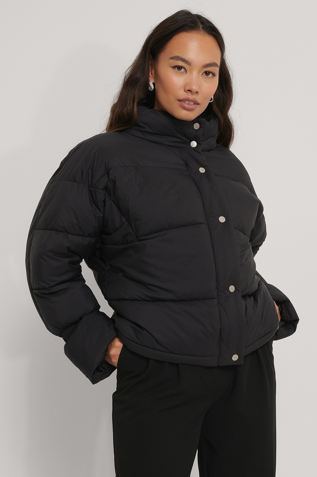 black coat with orange inside