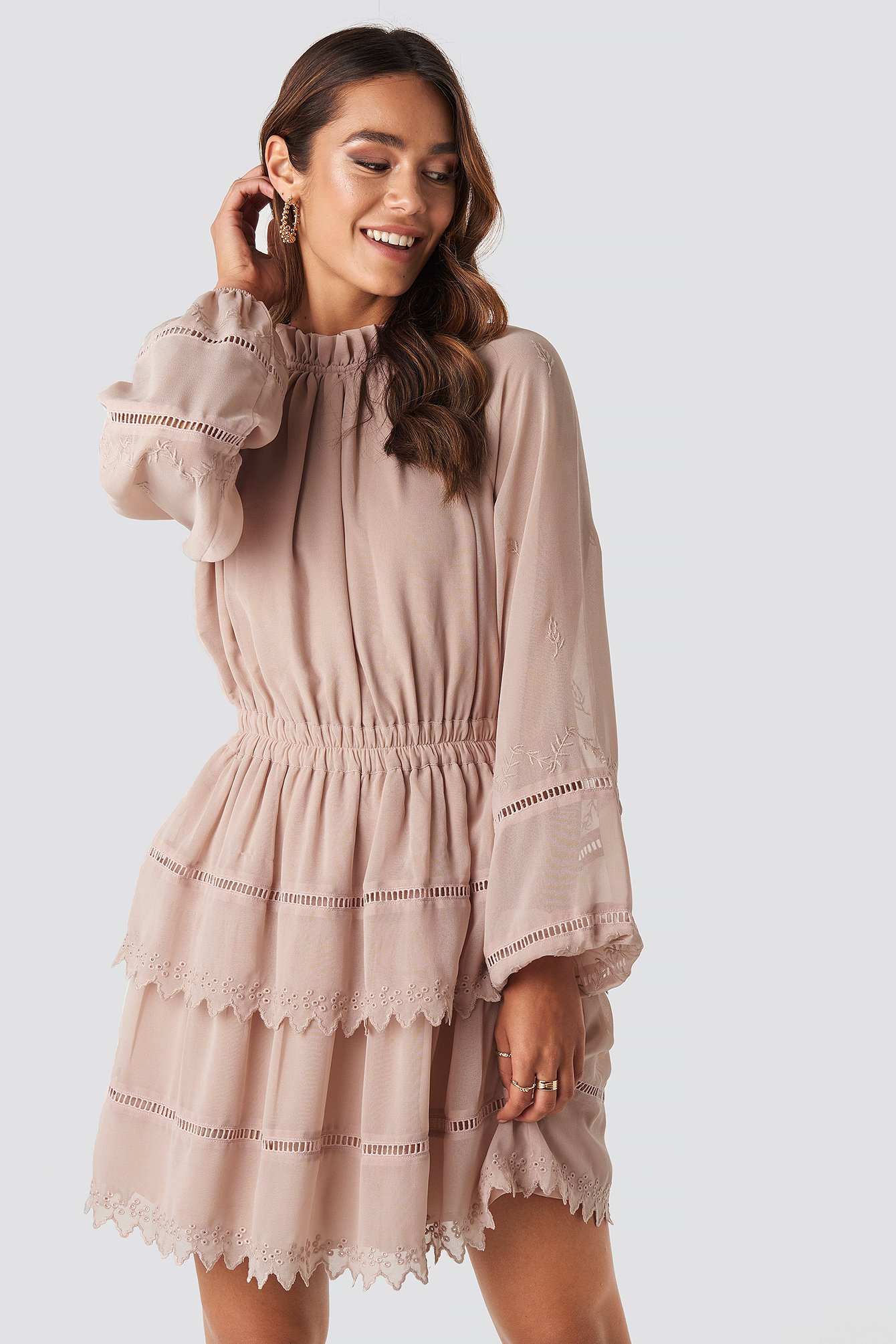 embroidery mini dress