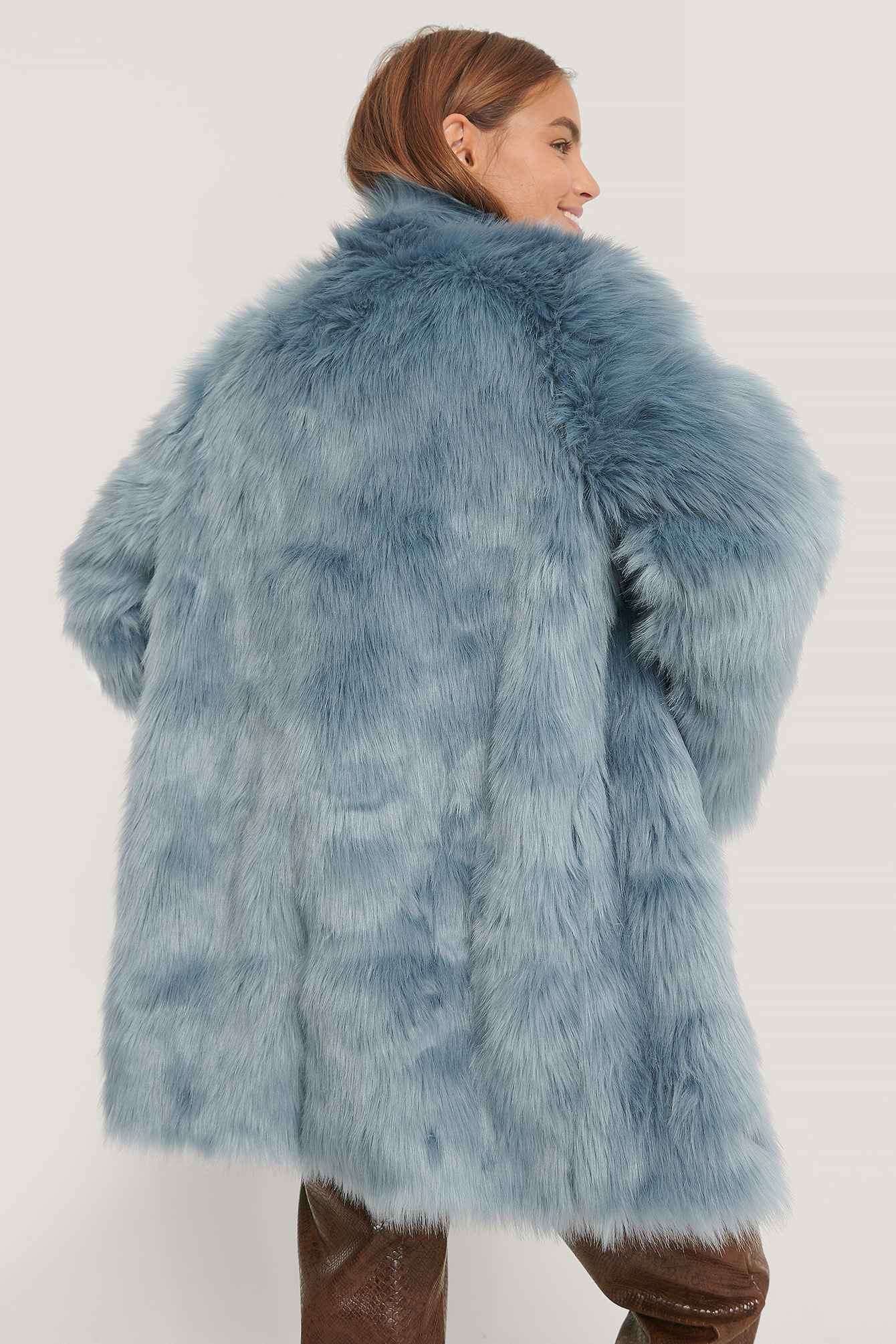 light blue faux fur jacket