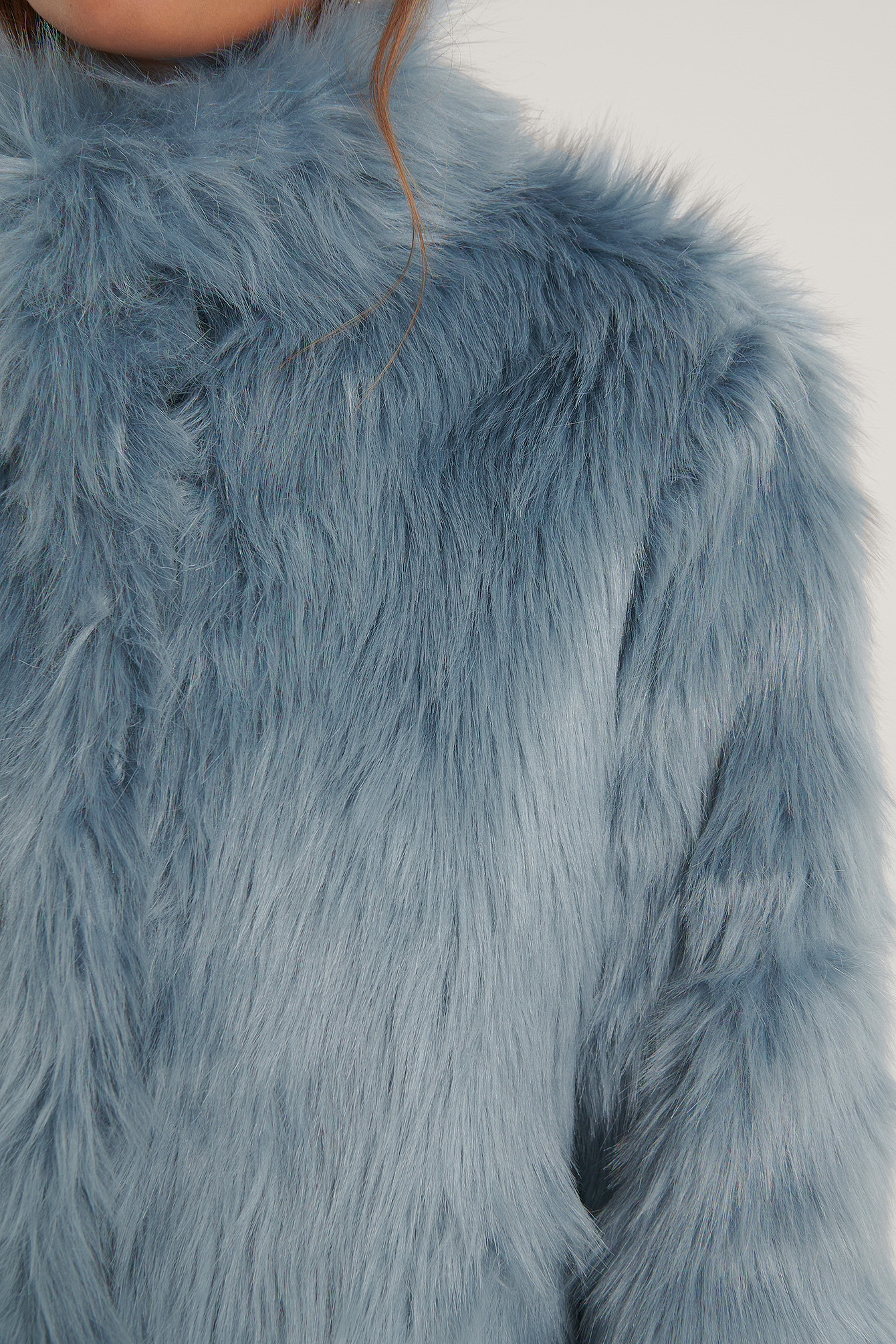 sky blue fur coat