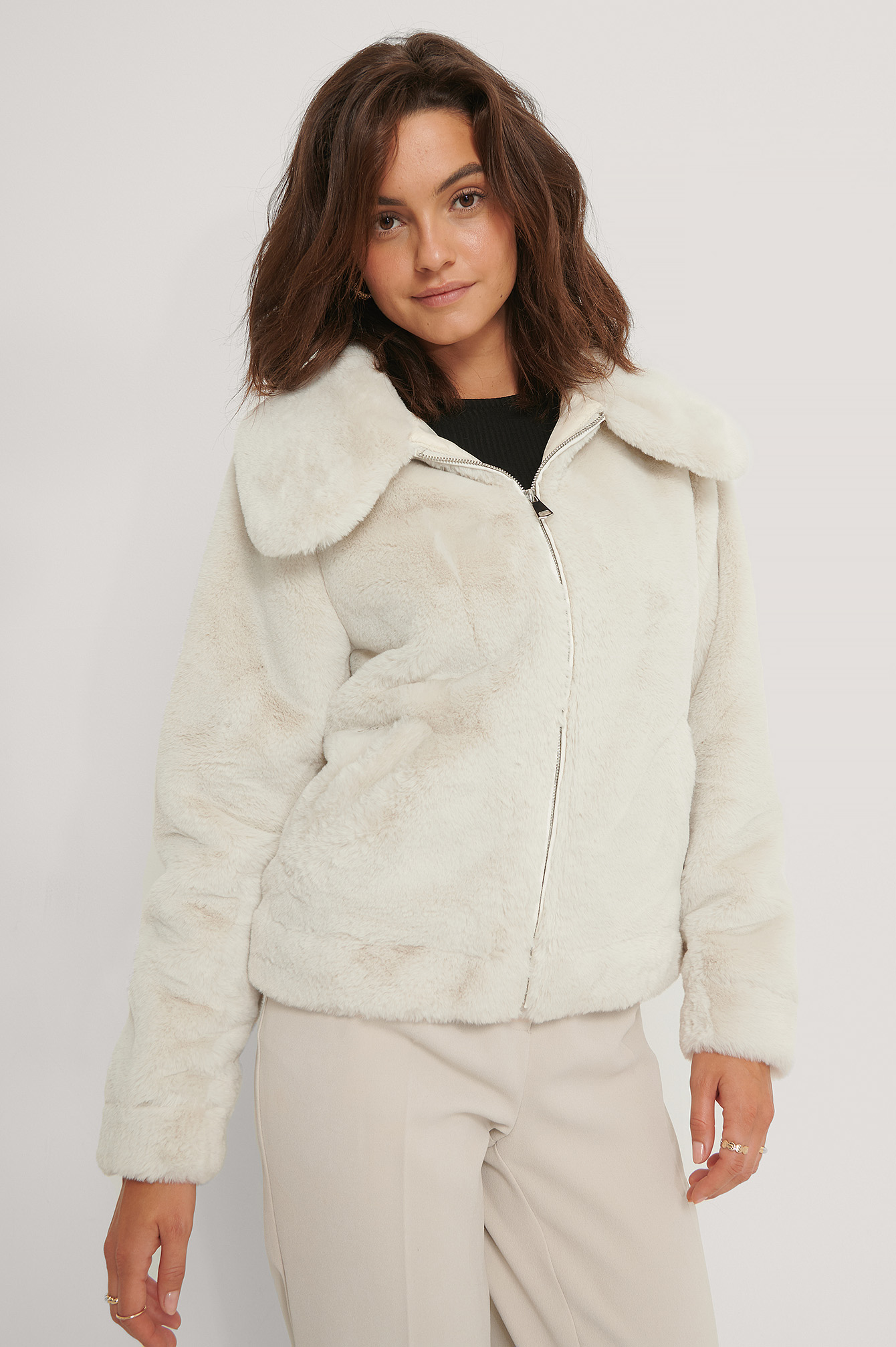off white fur jacket