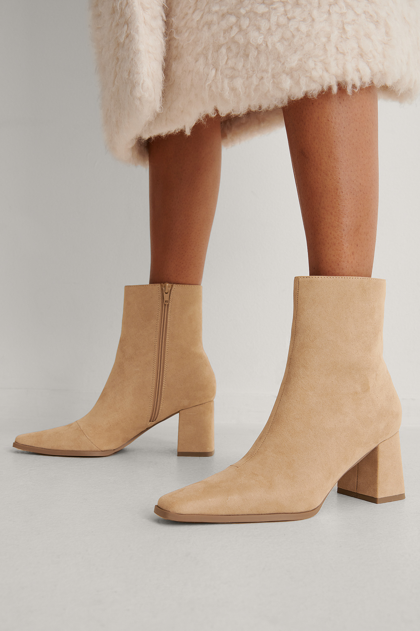 tan suede pointed toe booties