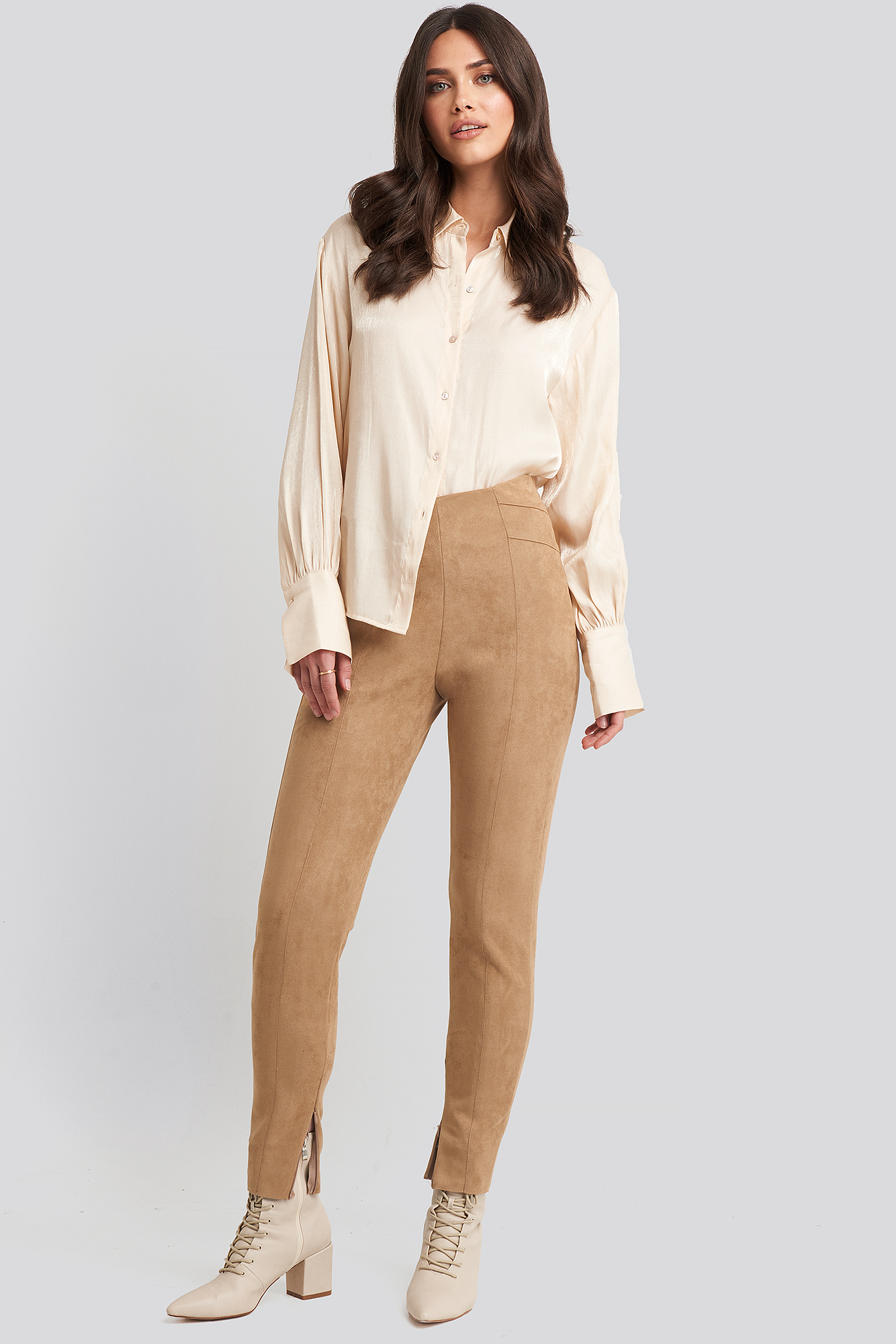 tan suede trousers