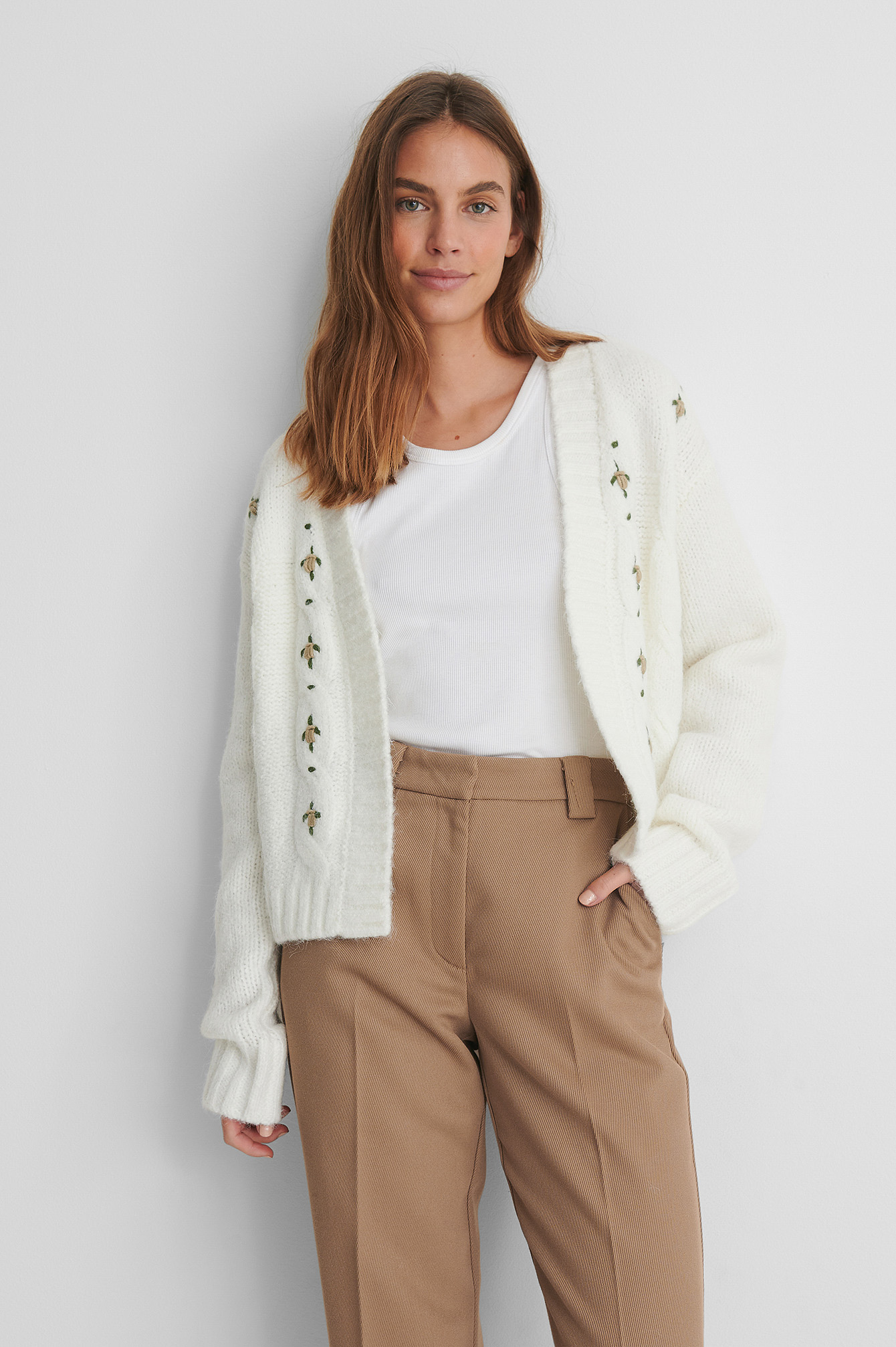 mango flowers embroidery cardigan
