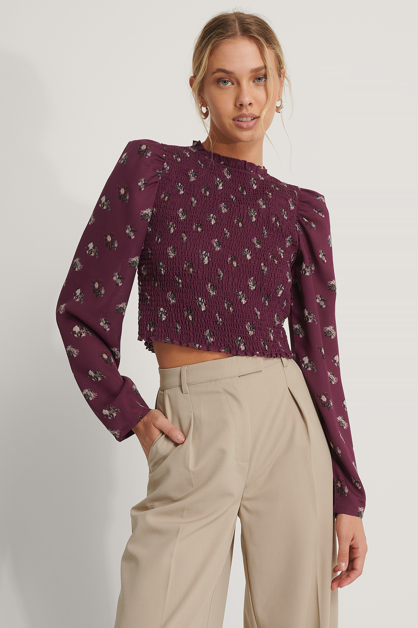 Long Sleeve Smock Blouse Multicolor Na kdlounge long-sleeve-smock-blouse-multicolor-na-kdlounge