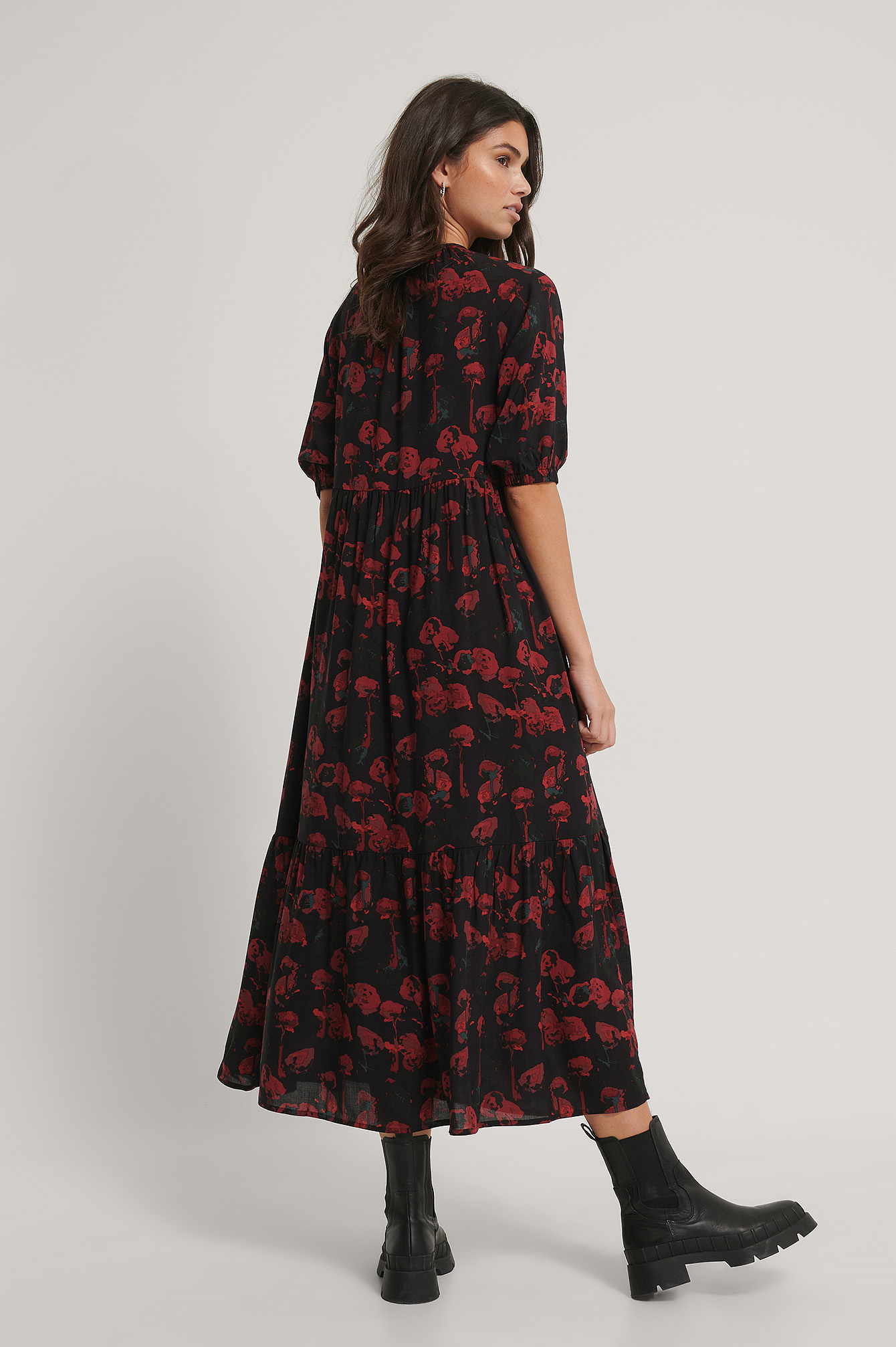 Flowy Shirt Sleeve Dress Multicolor