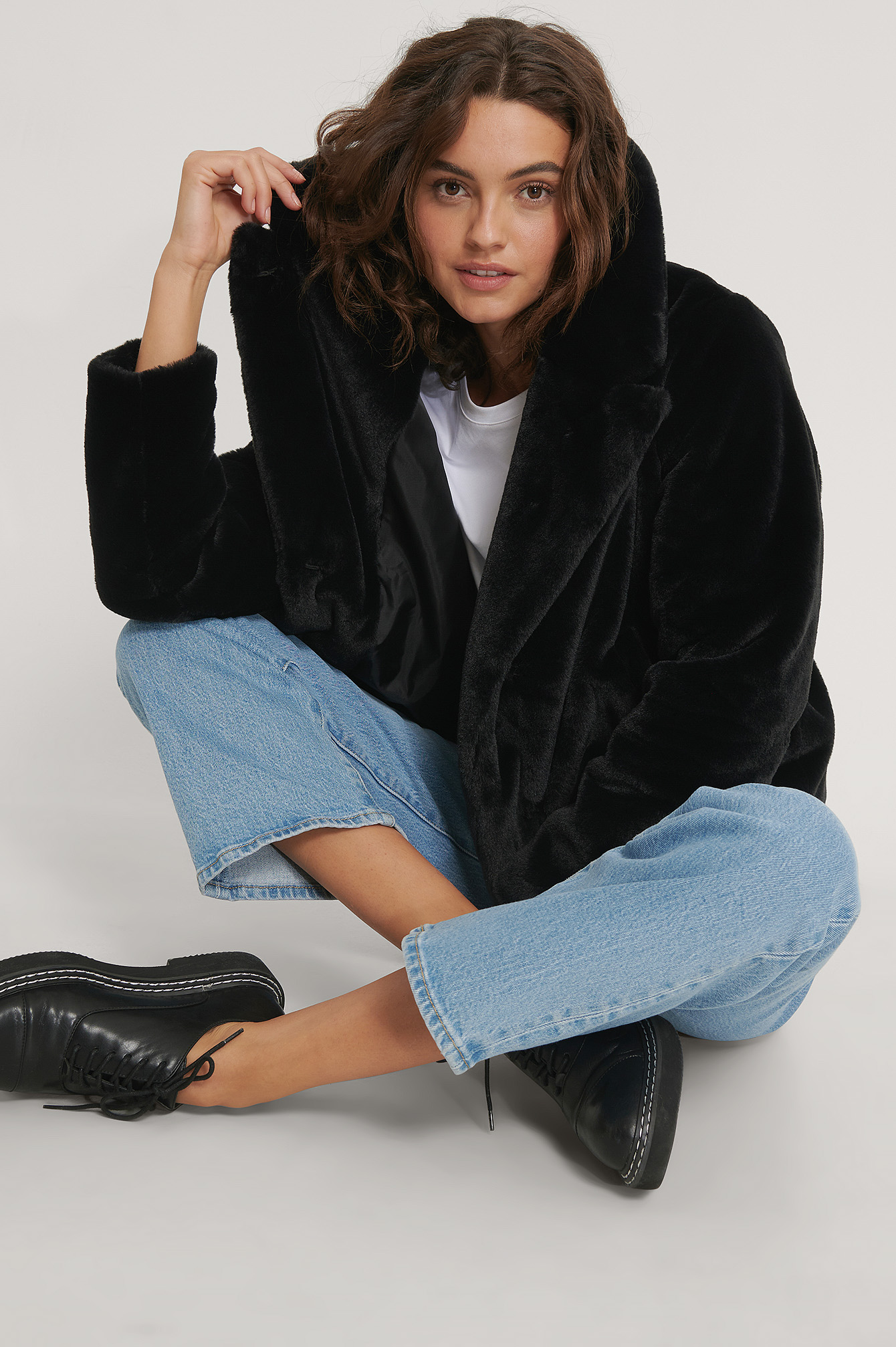 puffy faux fur jacket
