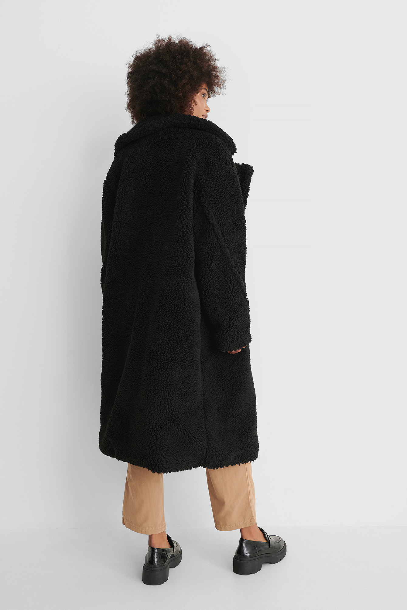 black fluffy teddy coat