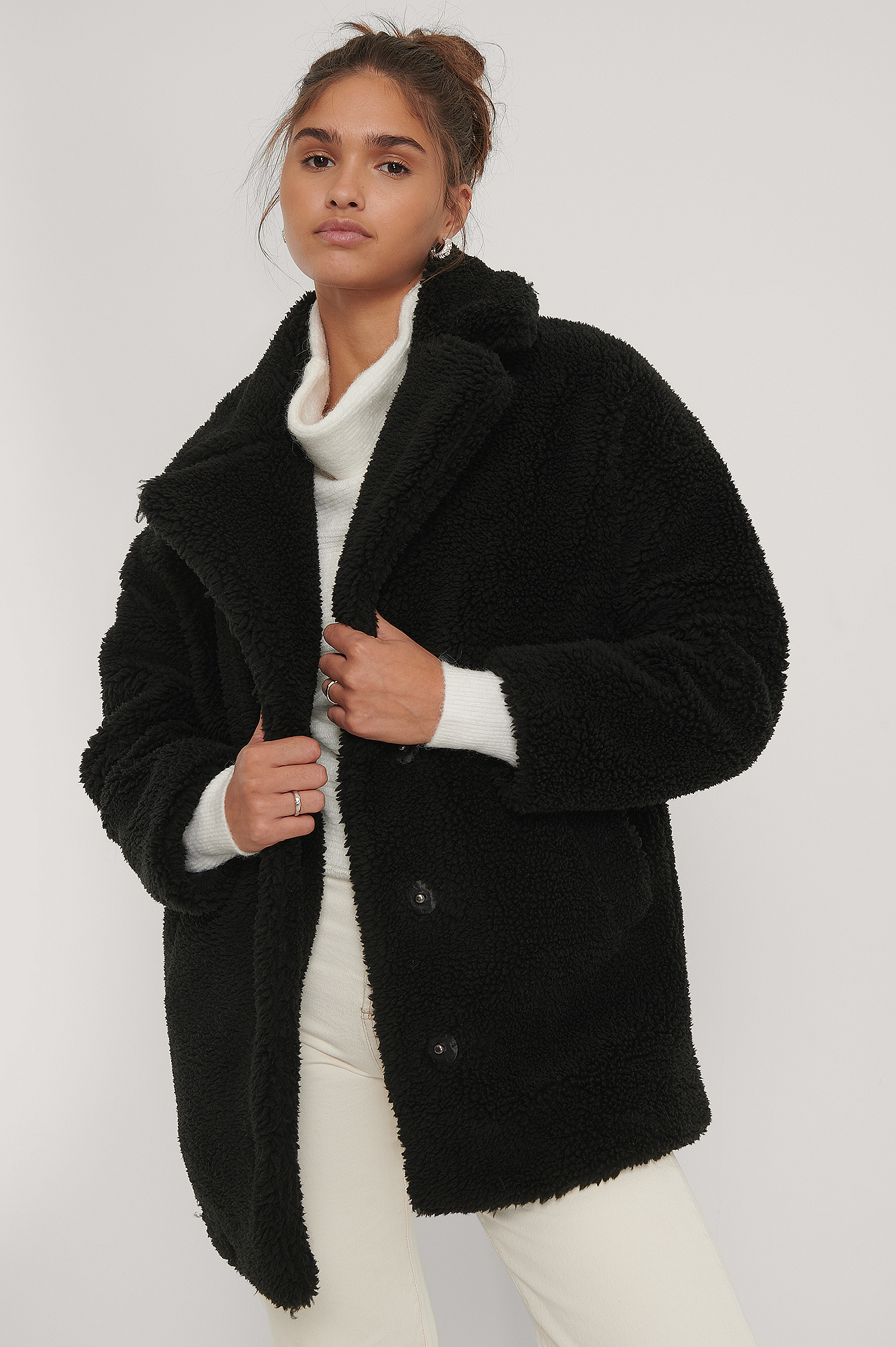 black fluffy teddy jacket