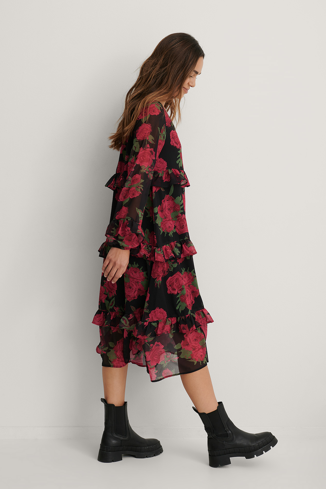 frill neck gown
