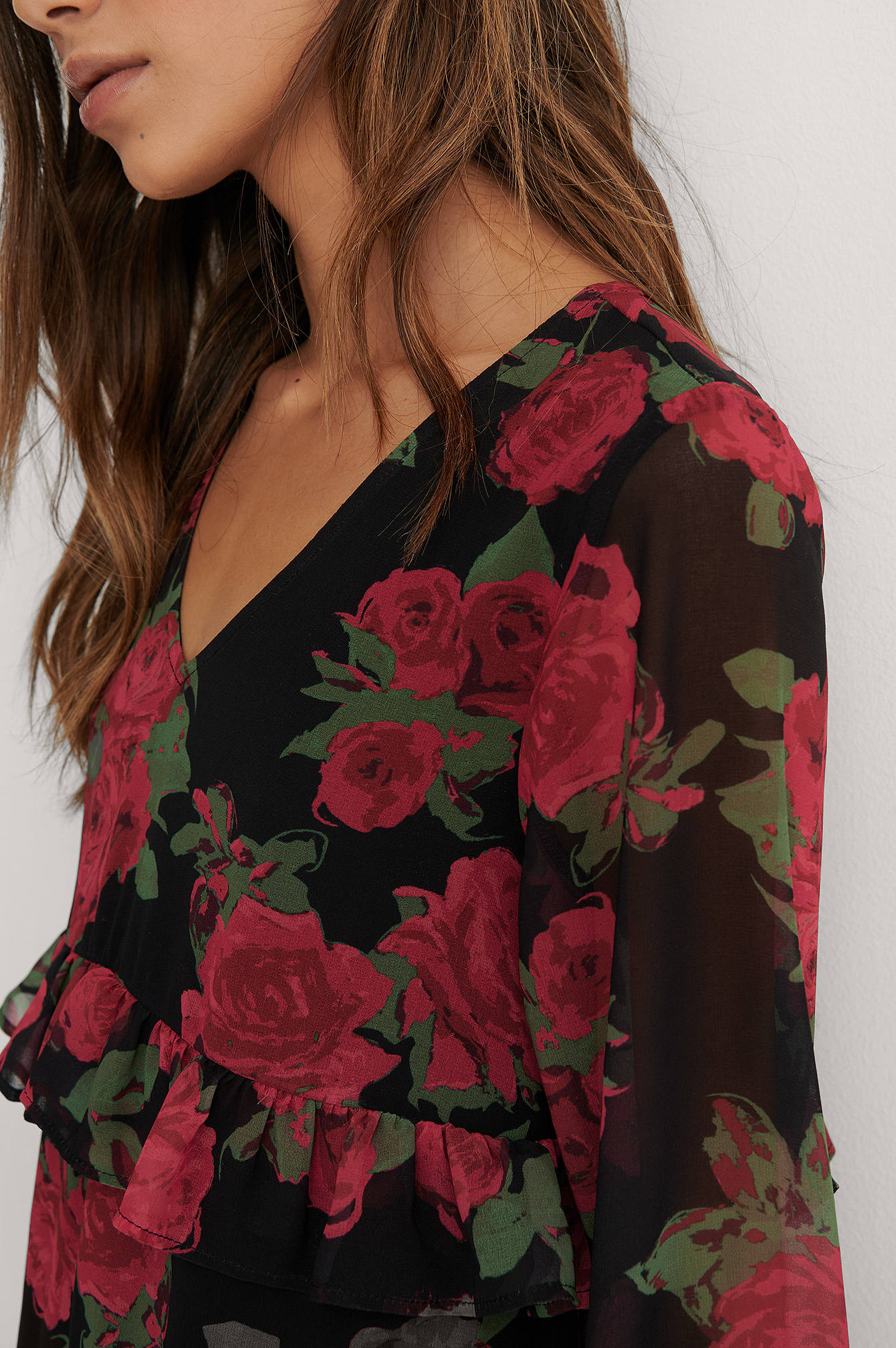 frill neck gown