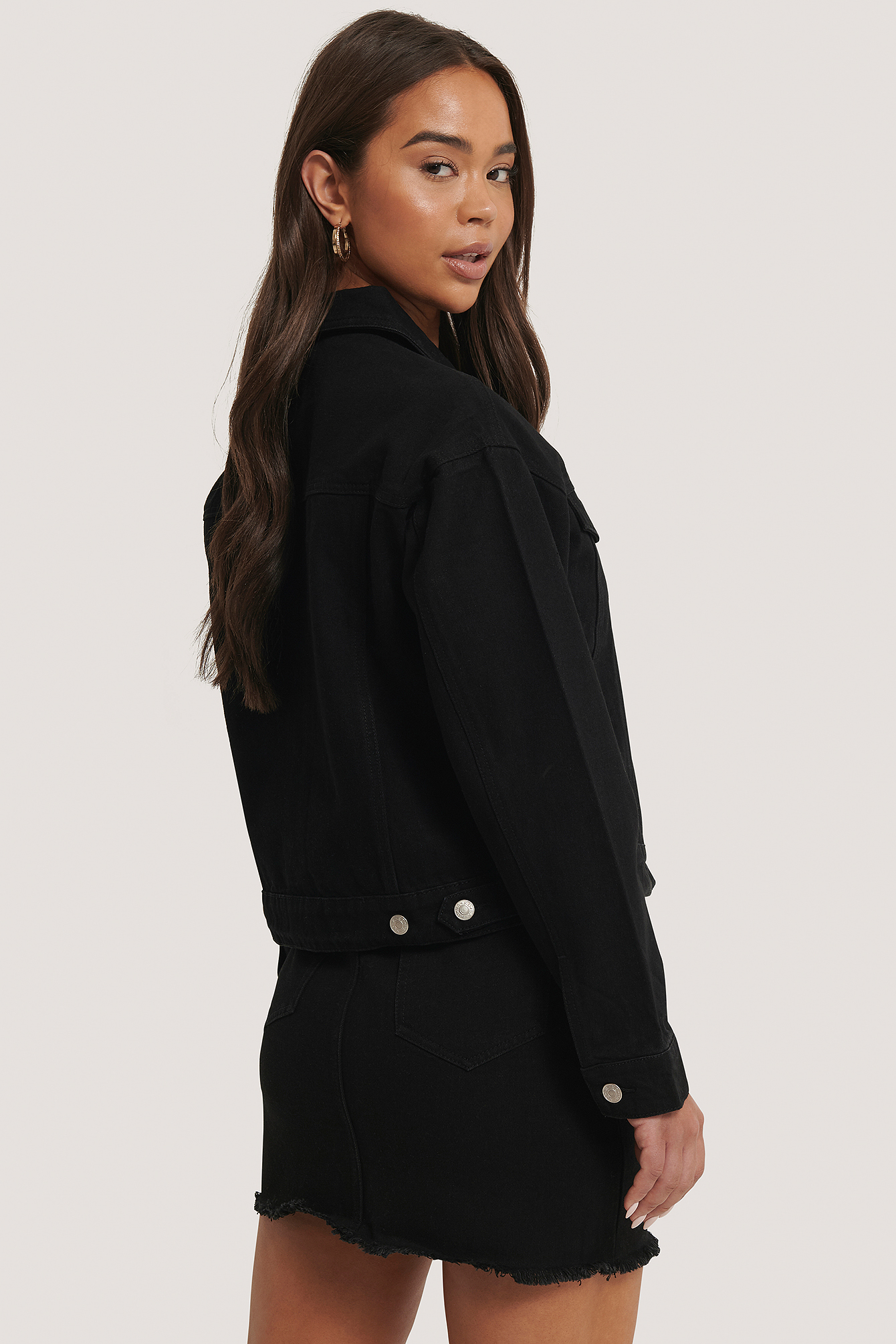 black fringe denim skirt