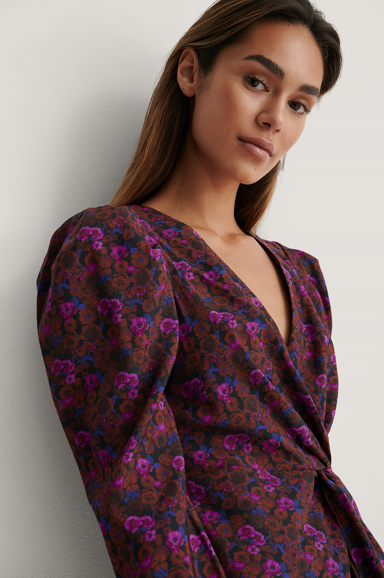 purple wrap around dress