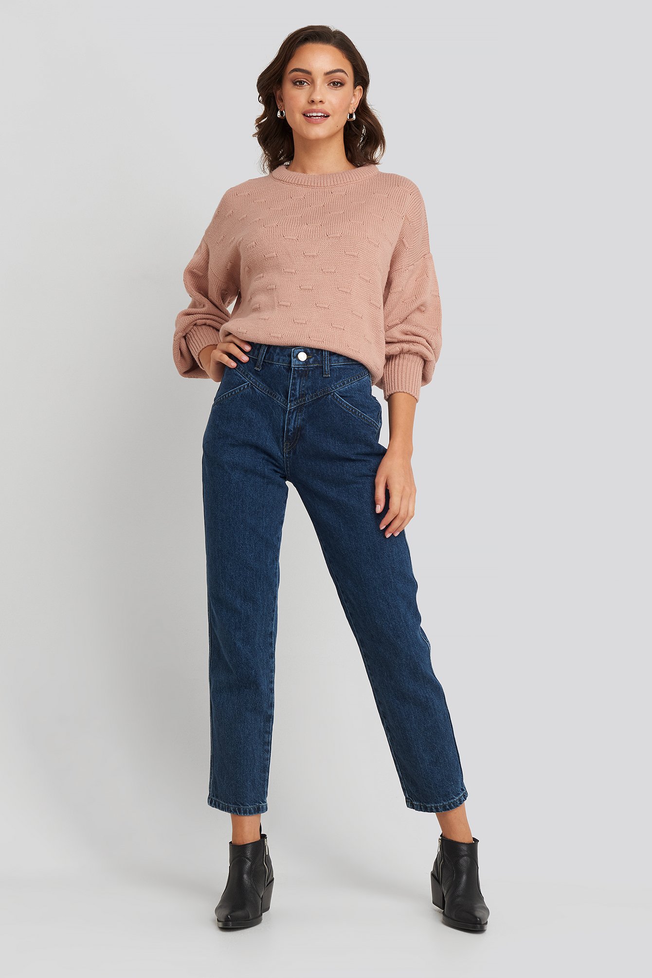 Front Yoke Jeans Niebieski