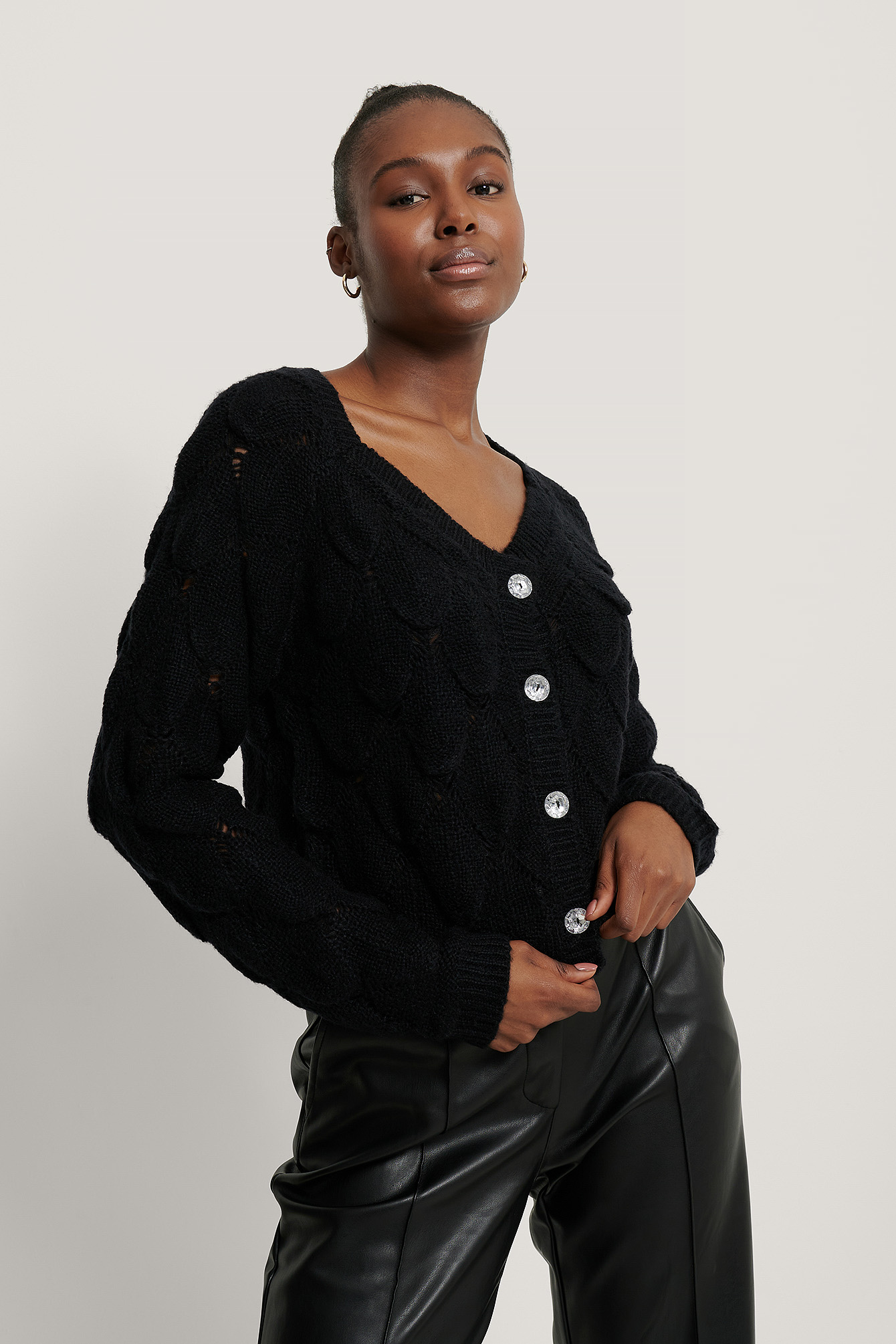 glitter cardigan black