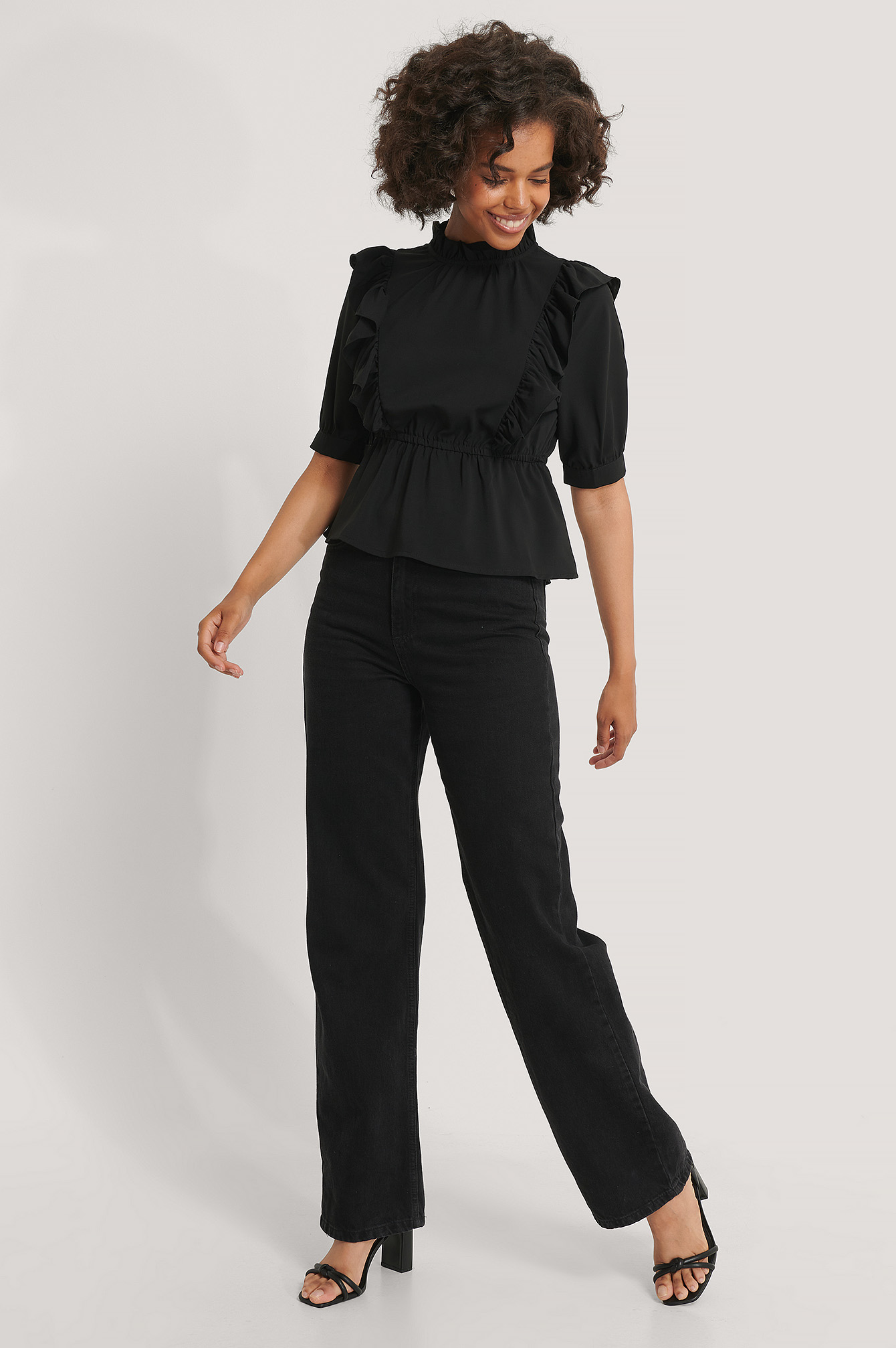 v neck a line black dress
