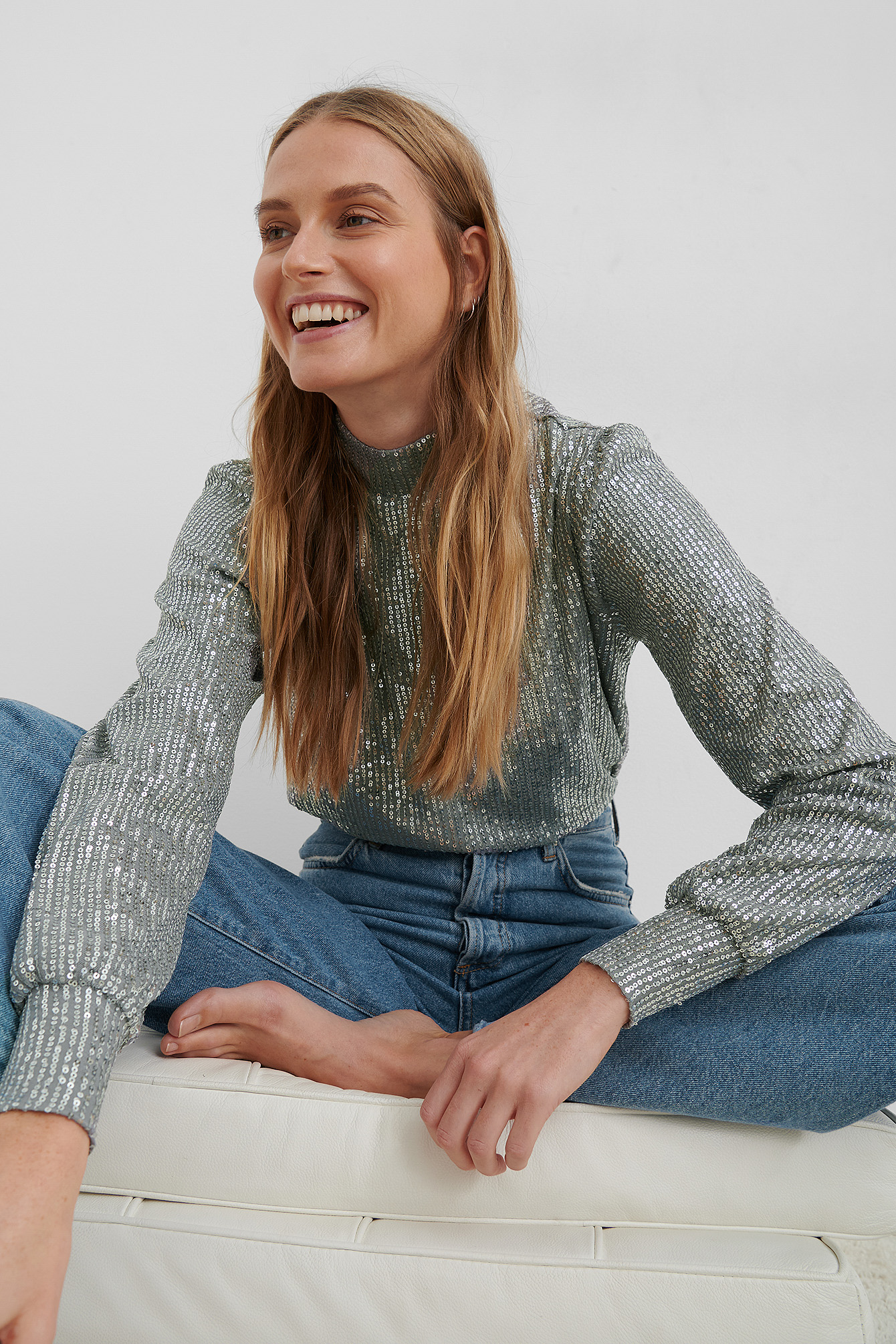 silver high neck top