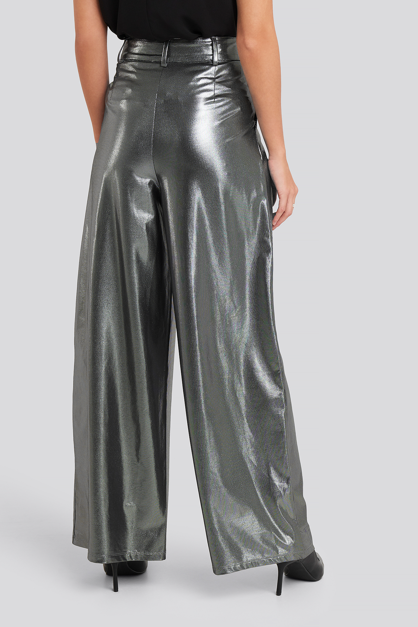 High Waist Front Pleat Wide Leg Pants Silver Na Kdlounge Com High Waist Front Pleat Wide Leg Pants Silver Na Kdlounge Com