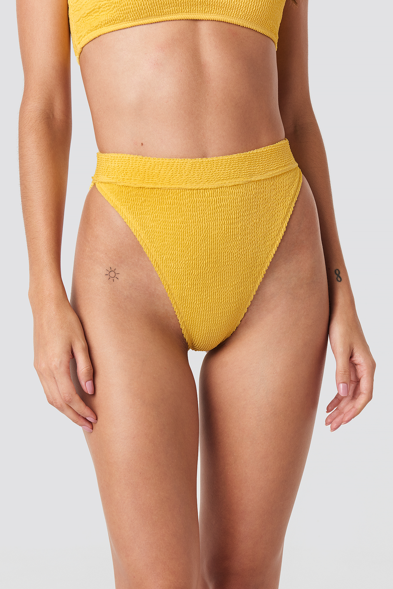 yellow smocked bikini