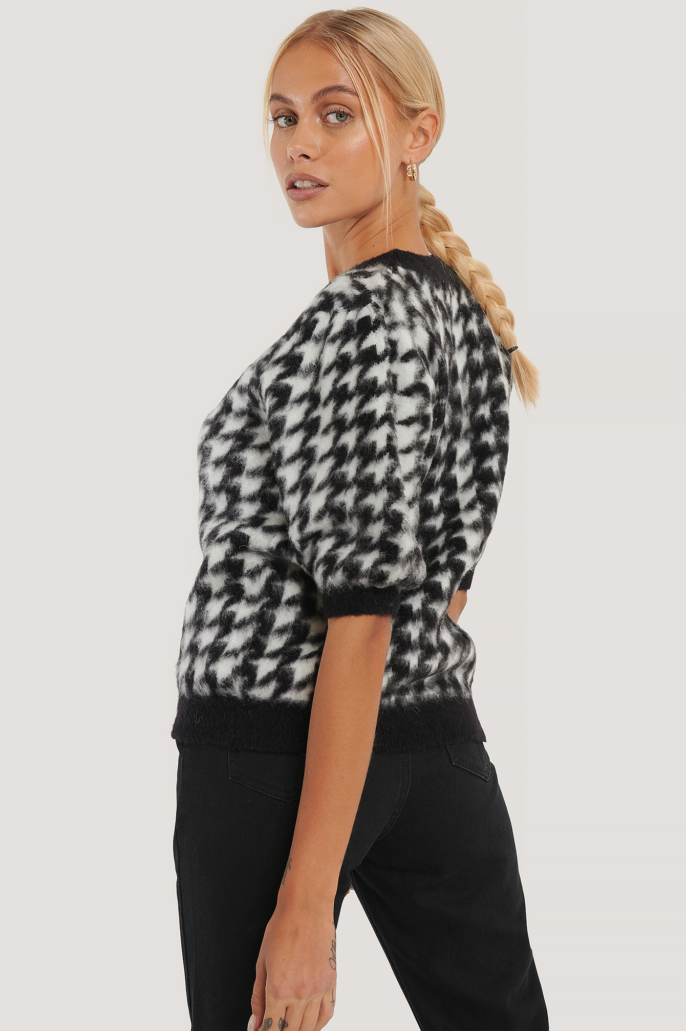 balloon sleeve white sweater