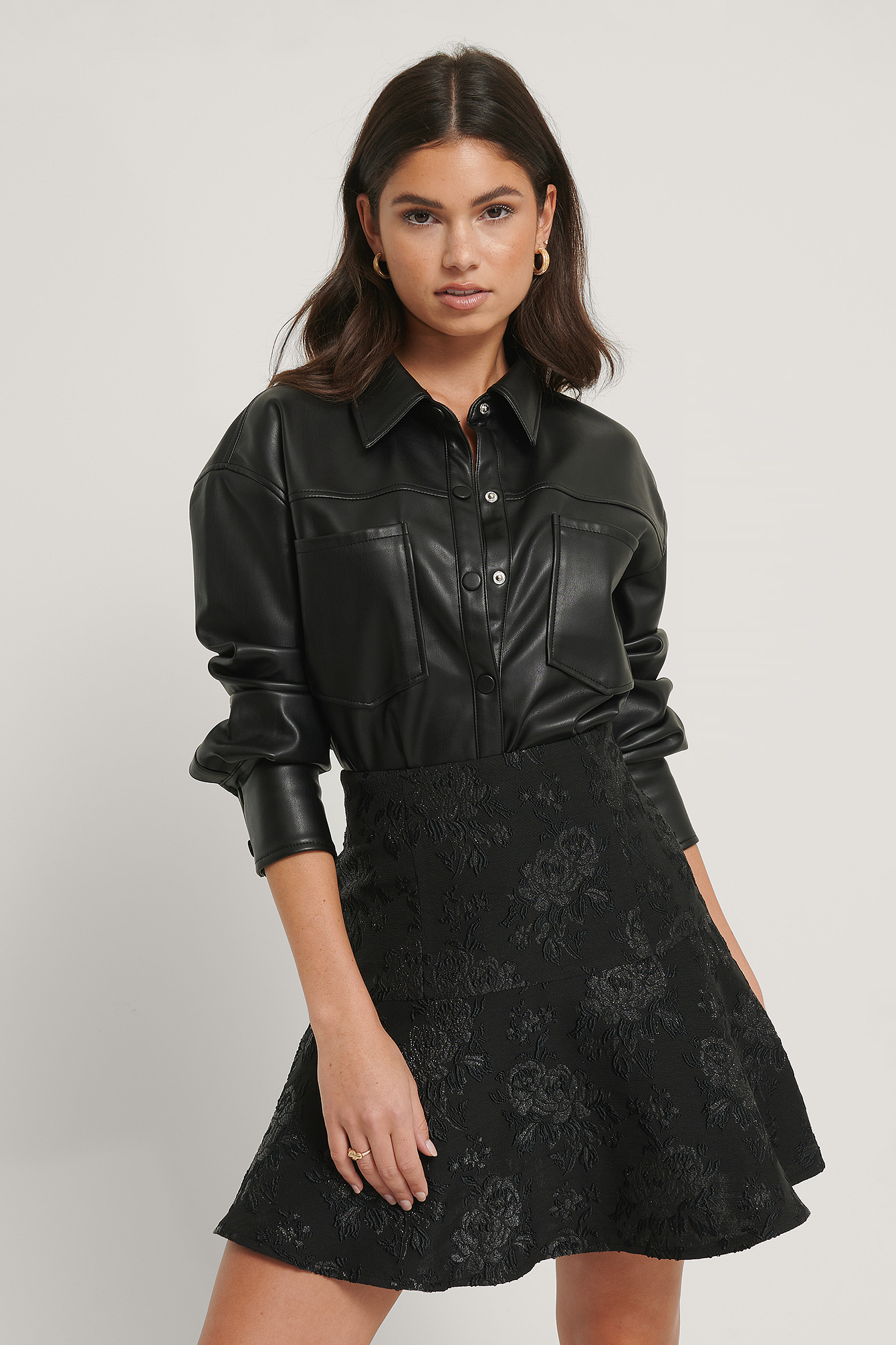 Jacquard Mini Skirt Black