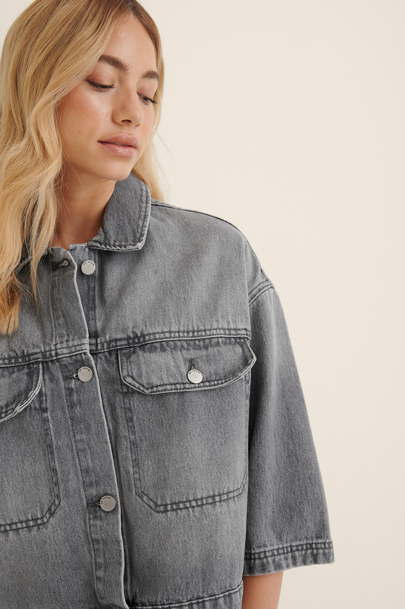grey denim crop jacket