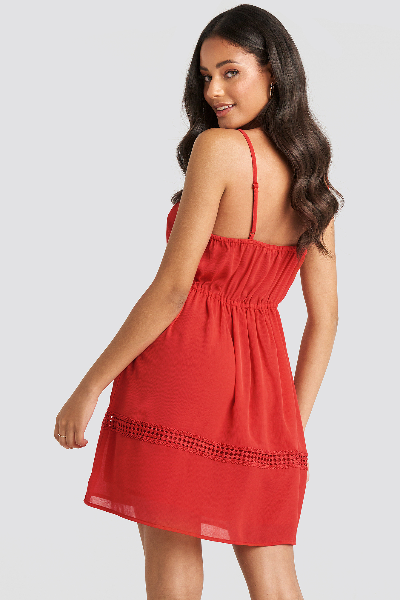 red lace flowy dress