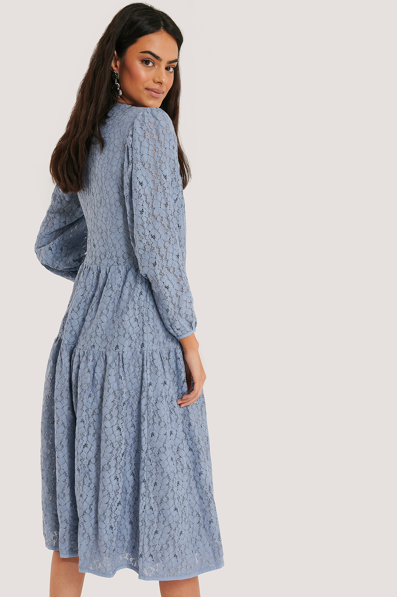 Lace Puff Sleeve Dress Blue Na Kdlounge Com Lace Puff Sleeve Dress Blue Na Kdlounge Com