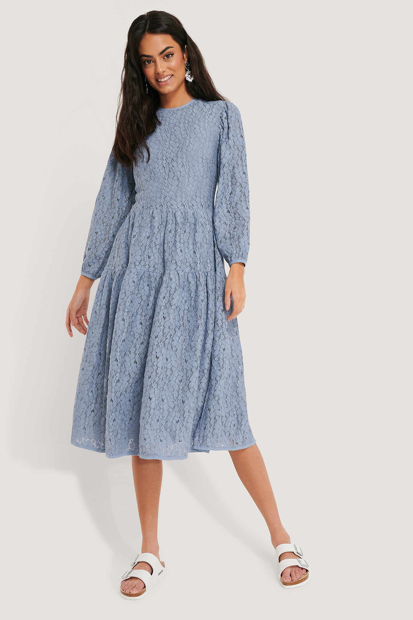 Lace Puff Sleeve Dress Blue Na Kdlounge Com Lace Puff Sleeve Dress Blue Na Kdlounge Com