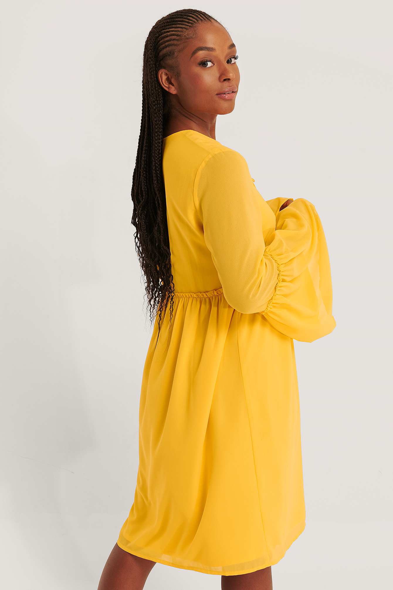 mustard yellow flowy dress