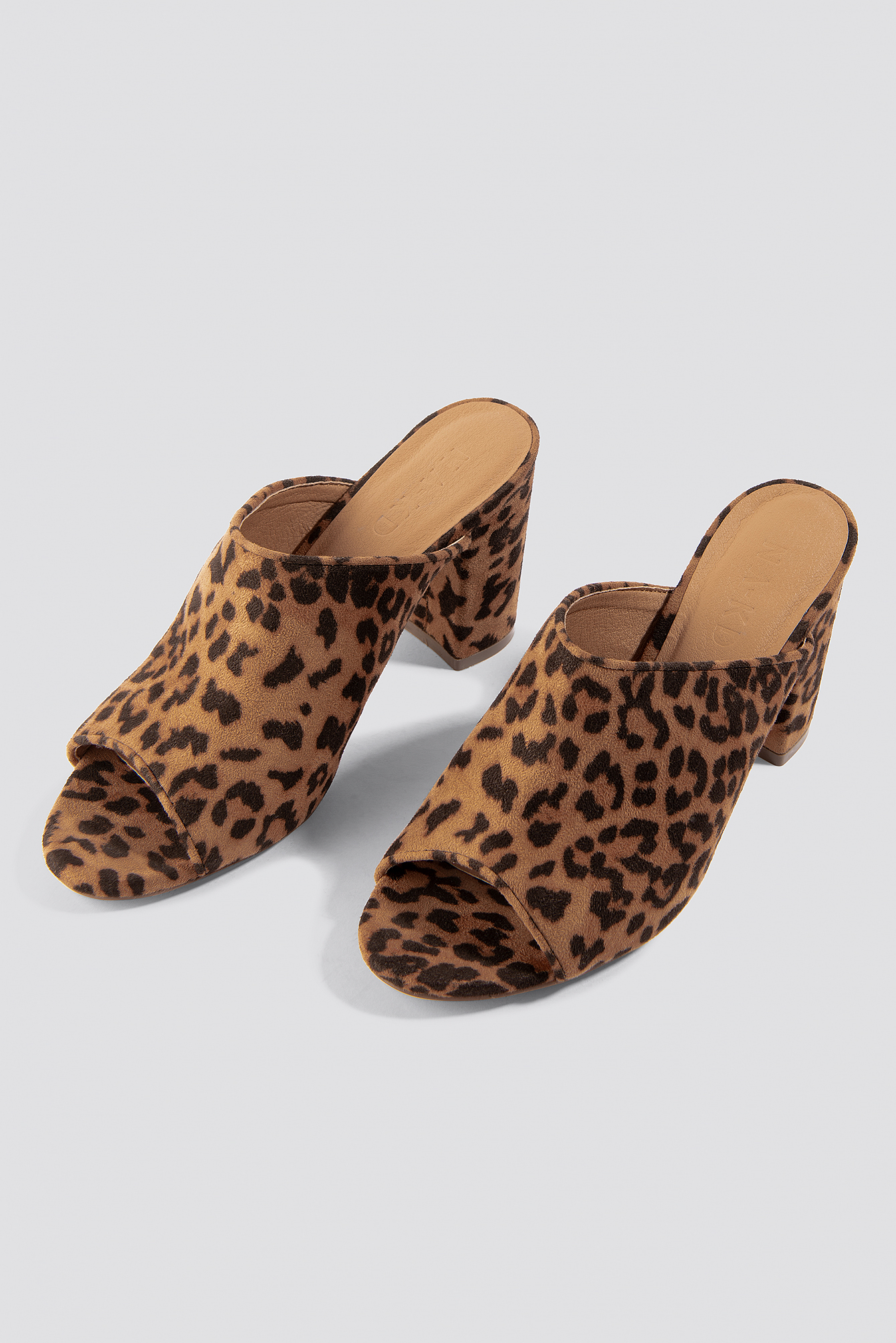 leopard block heel mules