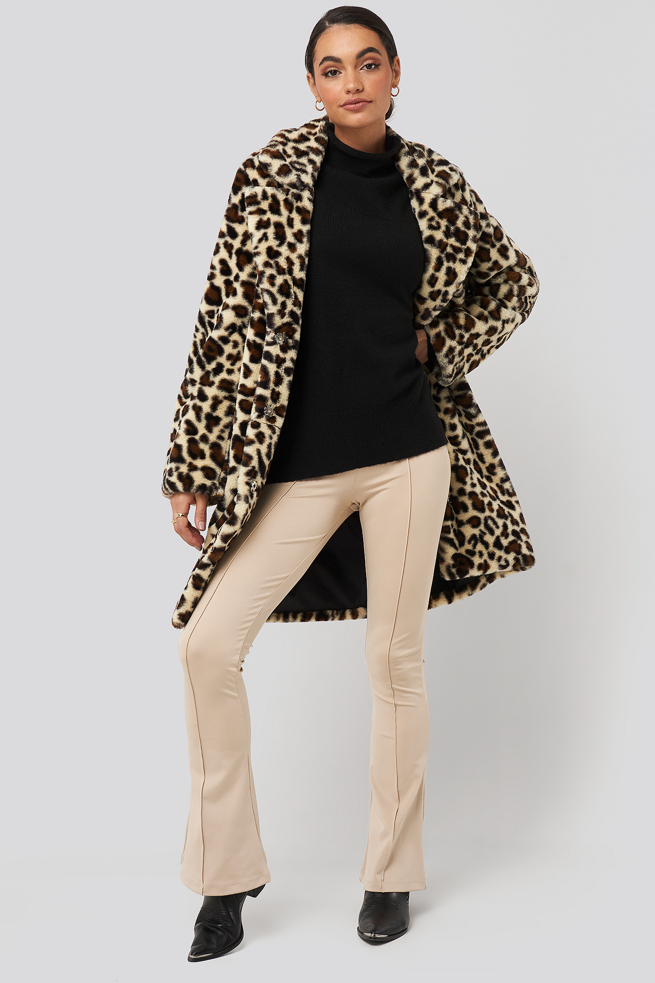Leopard Faux Fur Jacket Multicolor | na-kdlounge.com