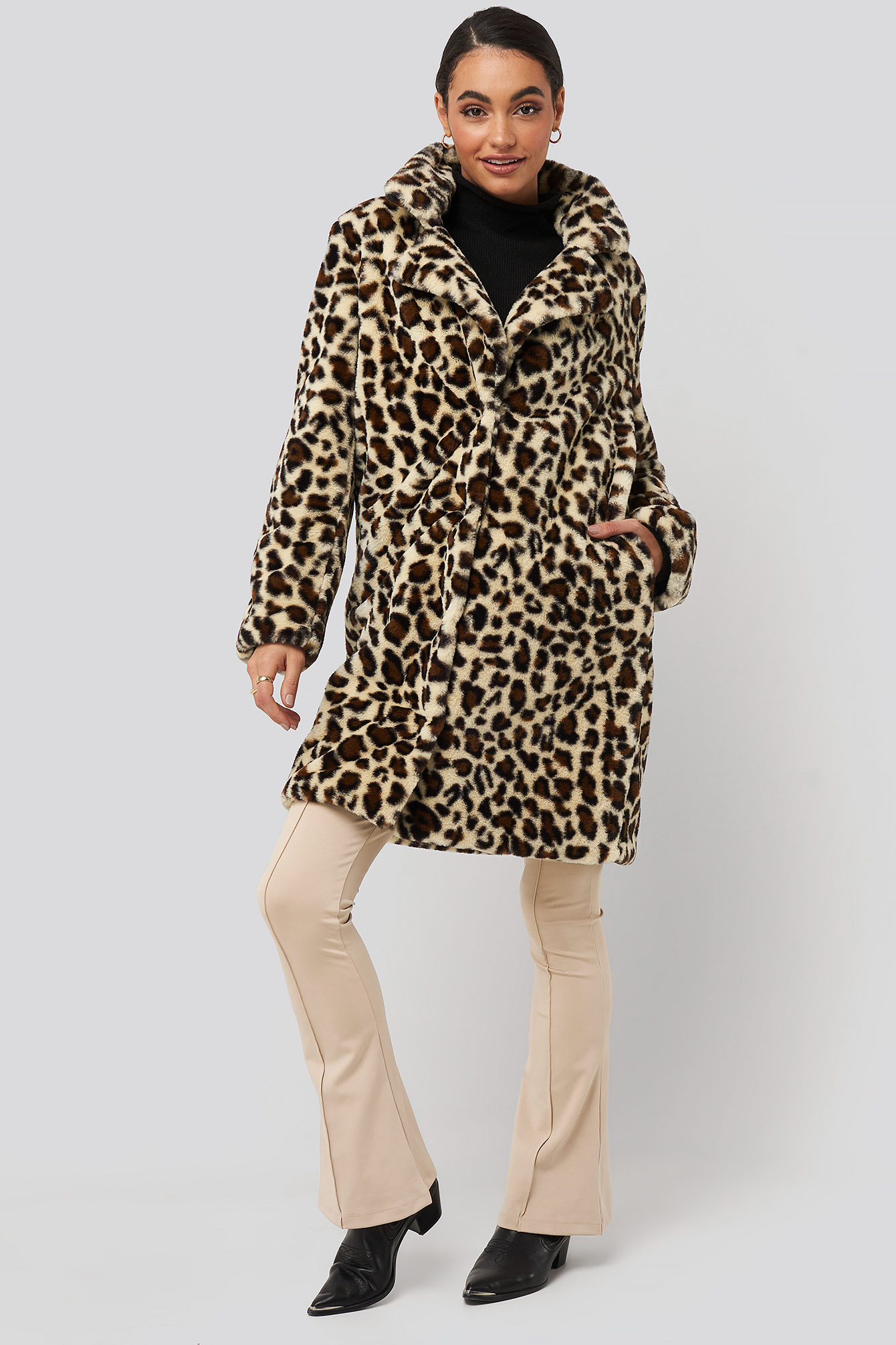 Leopard Faux Fur Jacket Multicolor | na-kdlounge.com