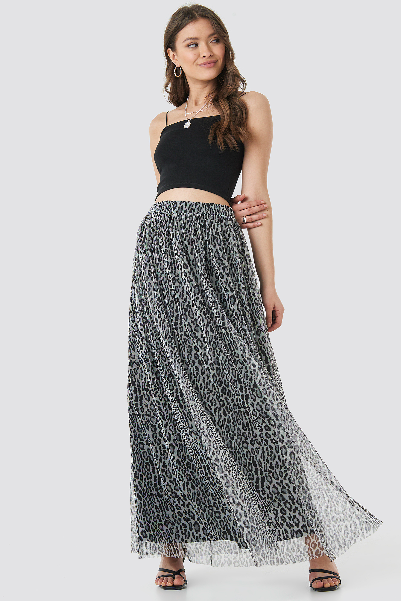 mesh maxi skirt black