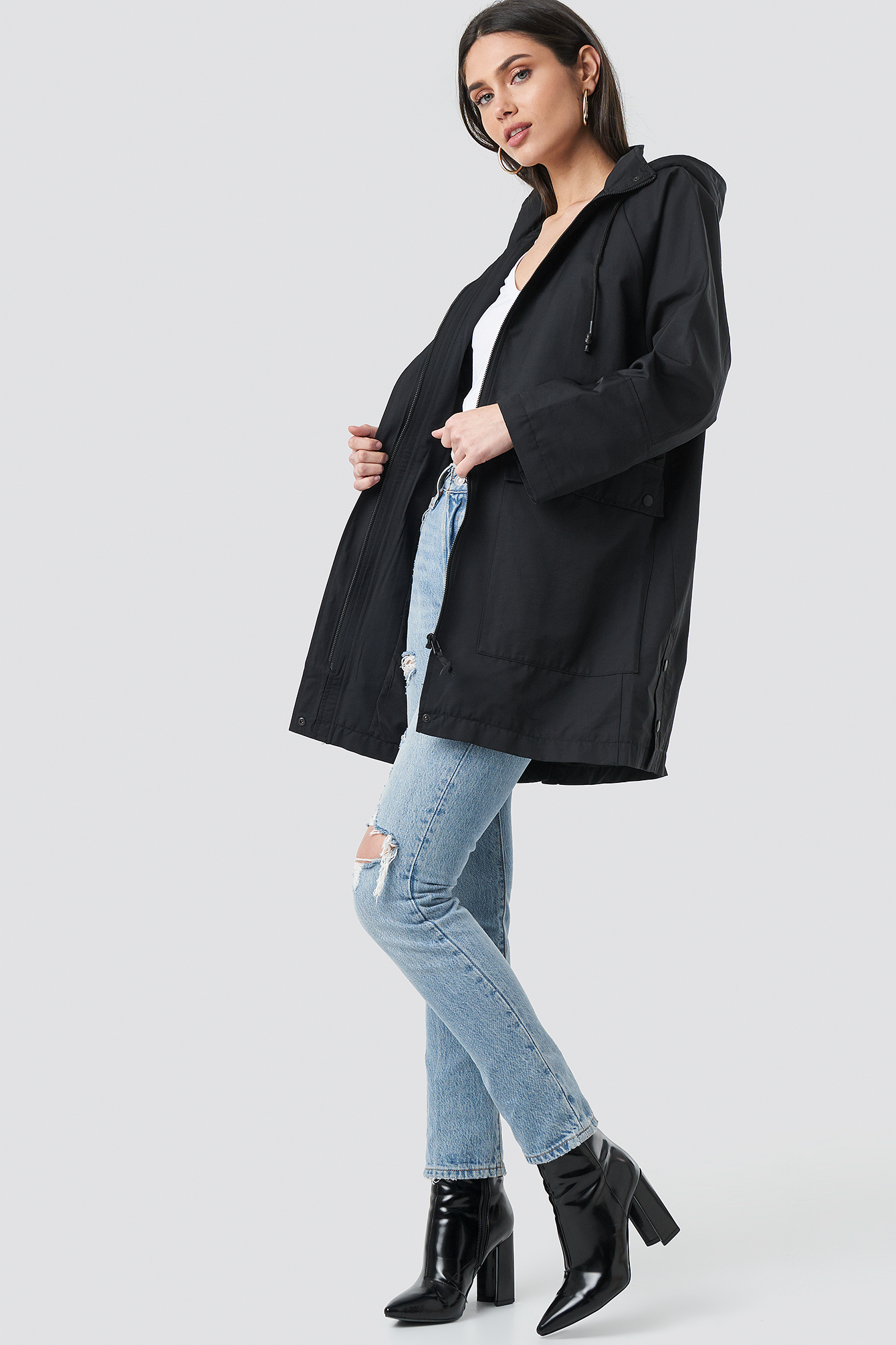 Lightweight Hooded Parka Black