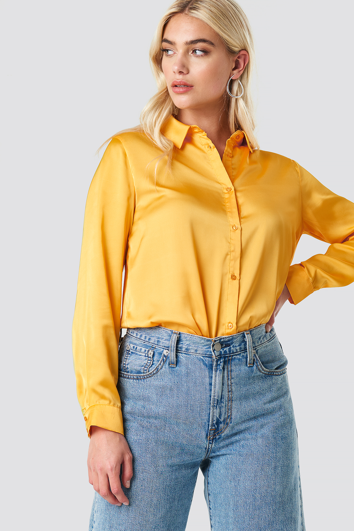 Long Sleeve Satin Shirt Yellow Na Kdlounge Com Long Sleeve Satin Shirt Yellow Na Kdlounge Com